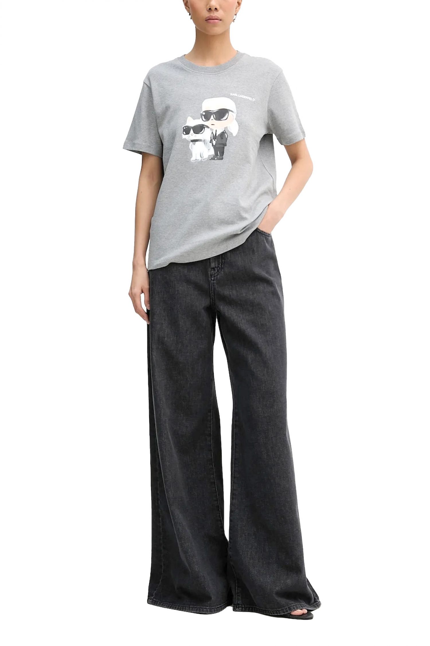 KARL LAGERFELD T-SHIRT IKON DUO AQUARELLE REGULAR FIT ΓΚΡΙ