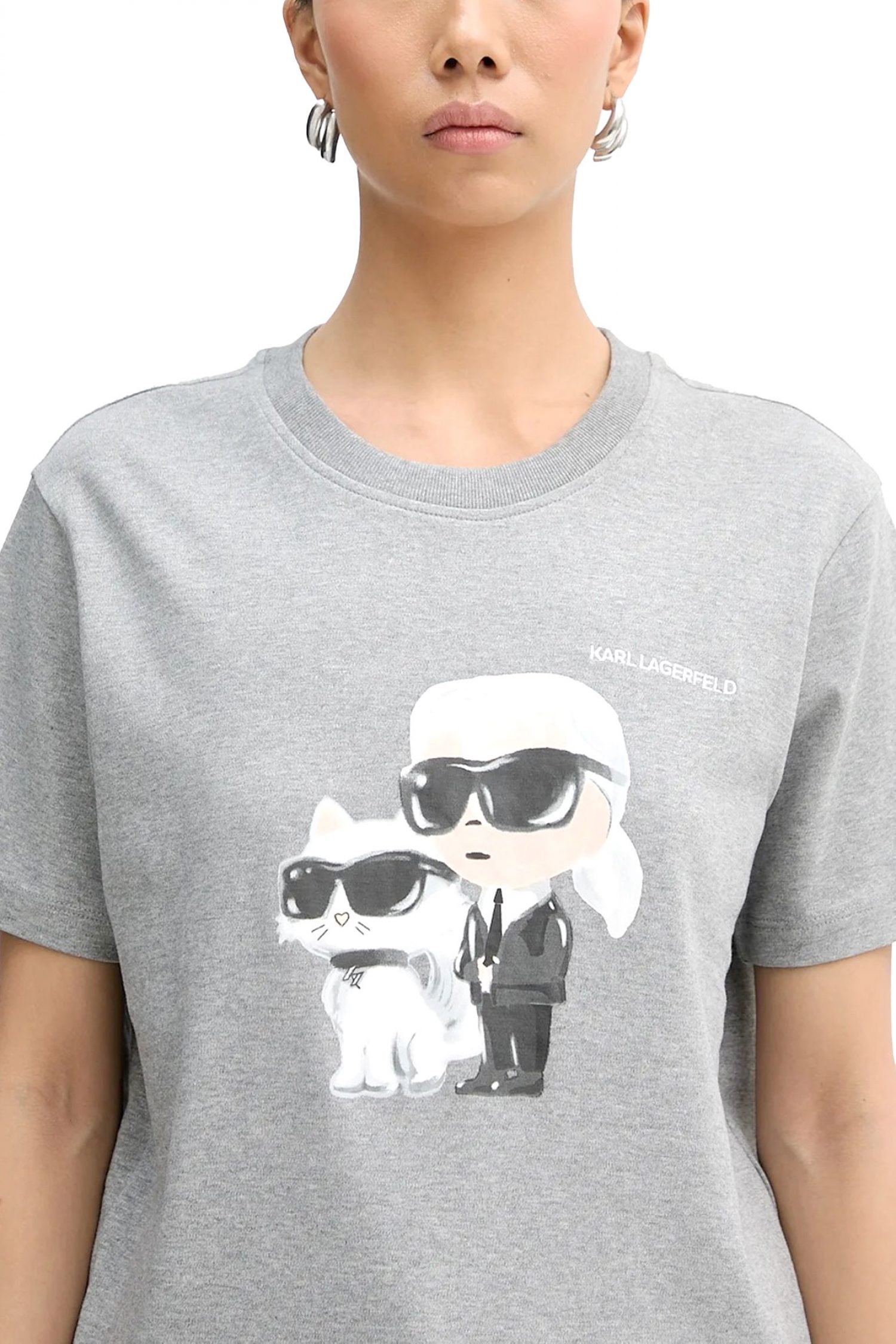 KARL LAGERFELD T-SHIRT IKON DUO AQUARELLE REGULAR FIT ΓΚΡΙ