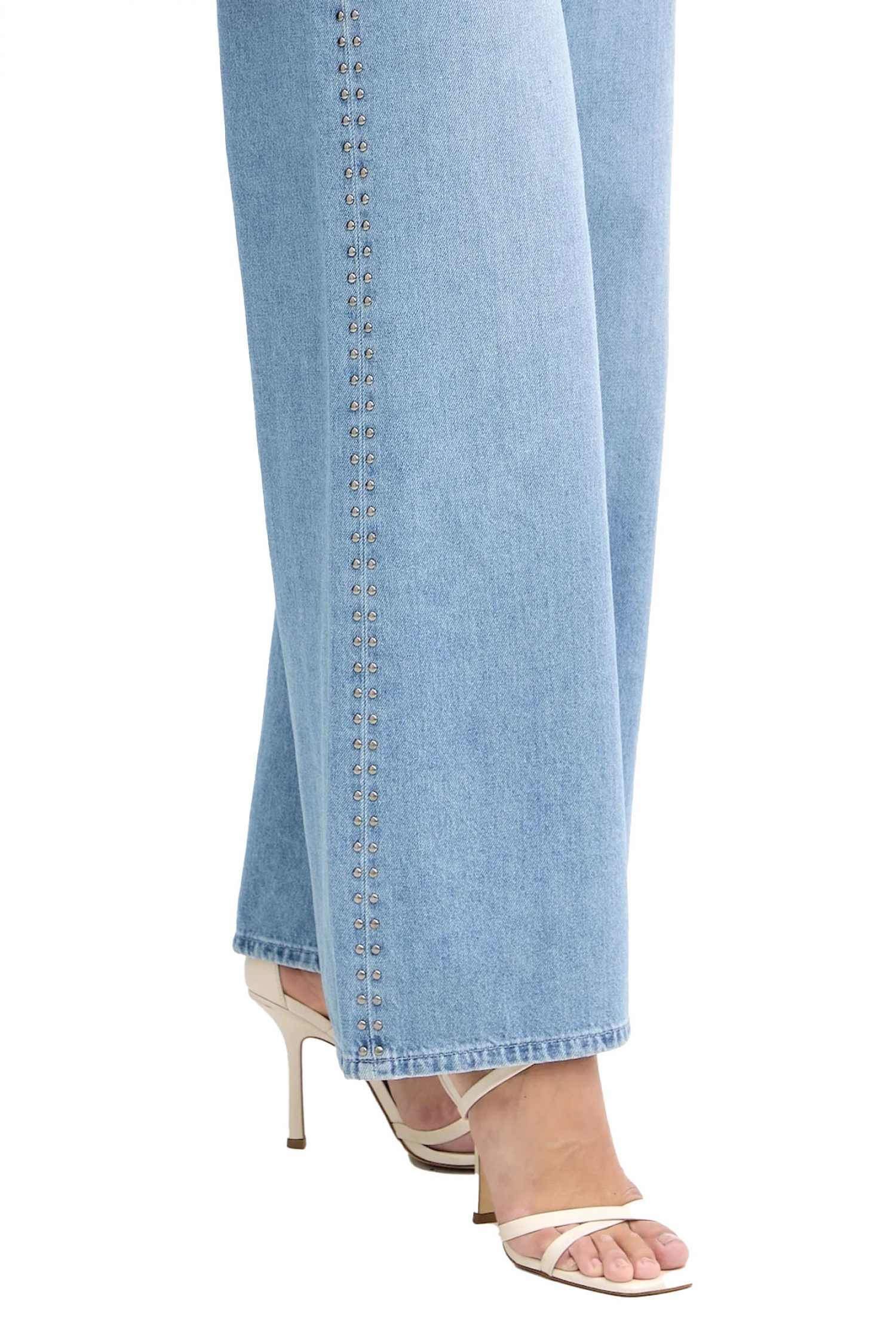 KARL LAGERFELD ΠΑΝΤΕΛΟΝΙ JEANS HIGH RISE WIDE LEG LOGO ΤΡΟΥΚΣ ΜΠΛΕ