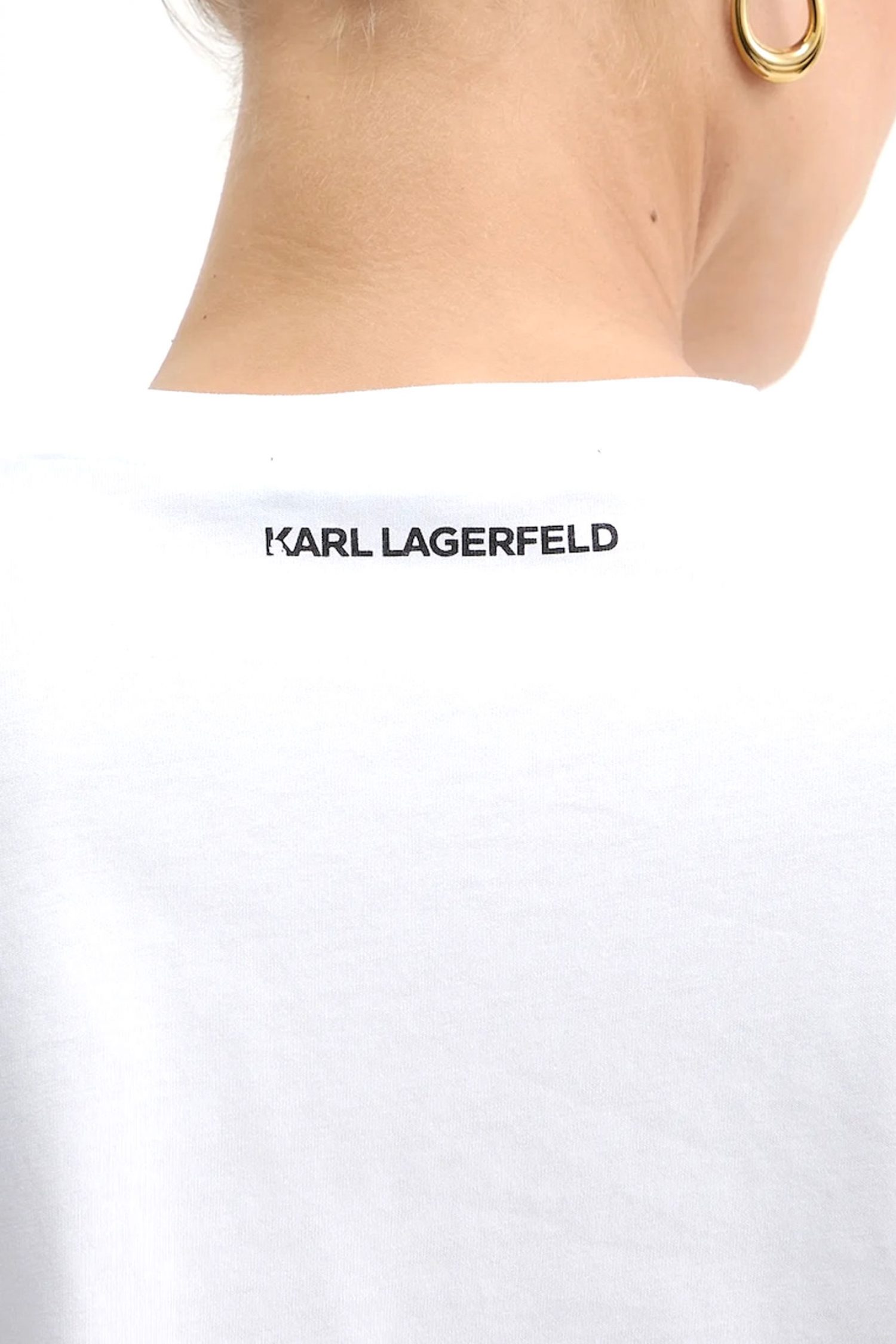 KARL LAGERFELD T-SHIRT OVERSIZED SIGNATURE BAG LOGO ΛΕΥΚΟ