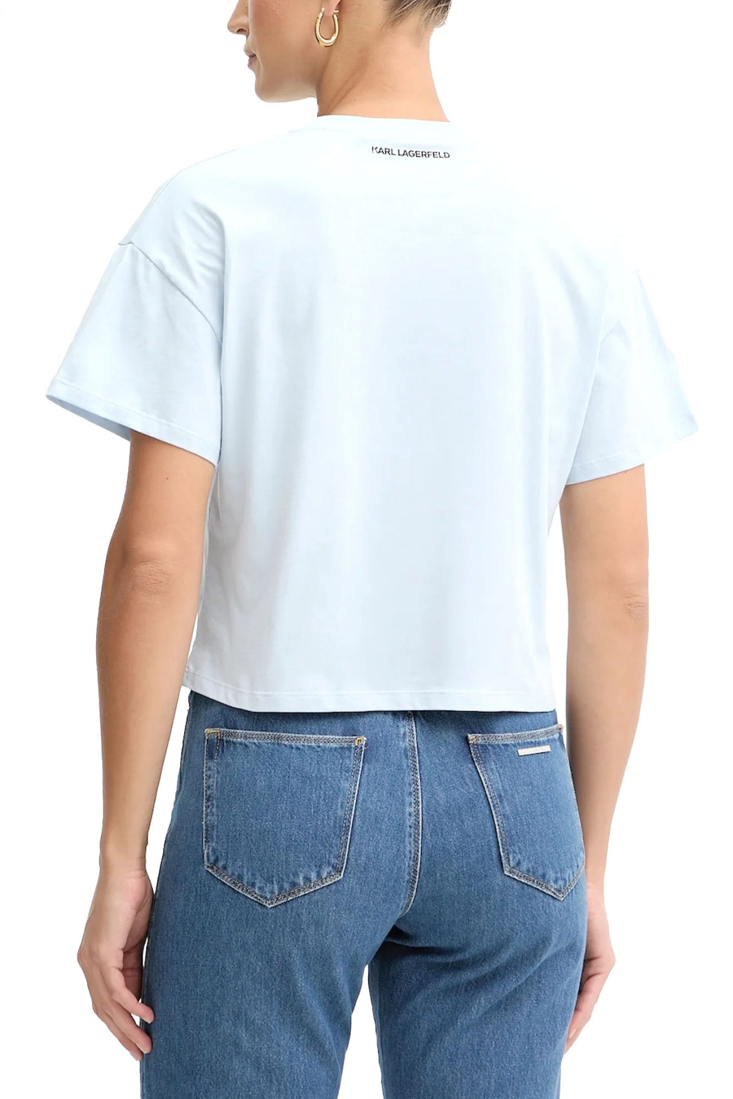 KARL LAGERFELD T-SHIRT OVERSIZED SIGNATURE BAG LOGO ΣΙΕΛ