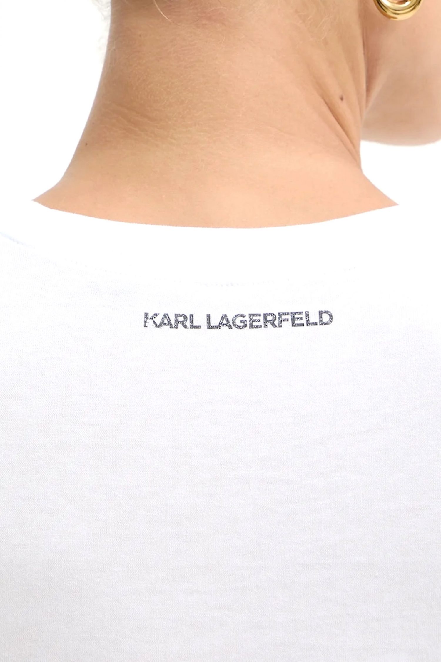 KARL LAGERFELD T-SHIRT SLIM FIT RSG GLITTER PETITE LOGO ΛΕΥΚΟ