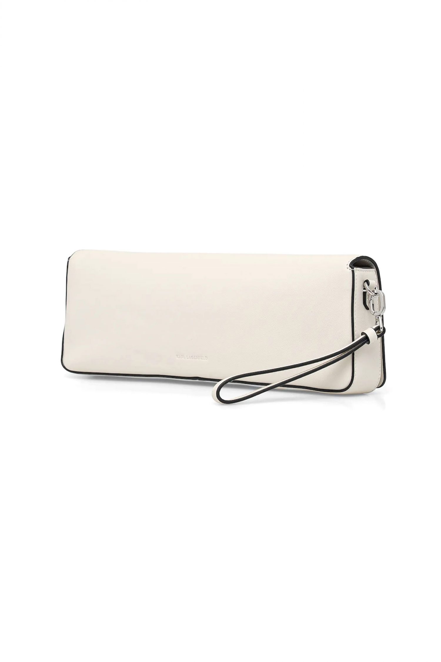 KARL LAGERFELD ΤΣΑΝΤΑ ΦΑΚΕΛΟΣ ΔΕΡΜΑ K/SIGNATURE 2.0 SLIM CLUTCH LOGO ΜΕΤΑΛΛΙΚΟ ΕΚΡΟΥ φωτογραφία