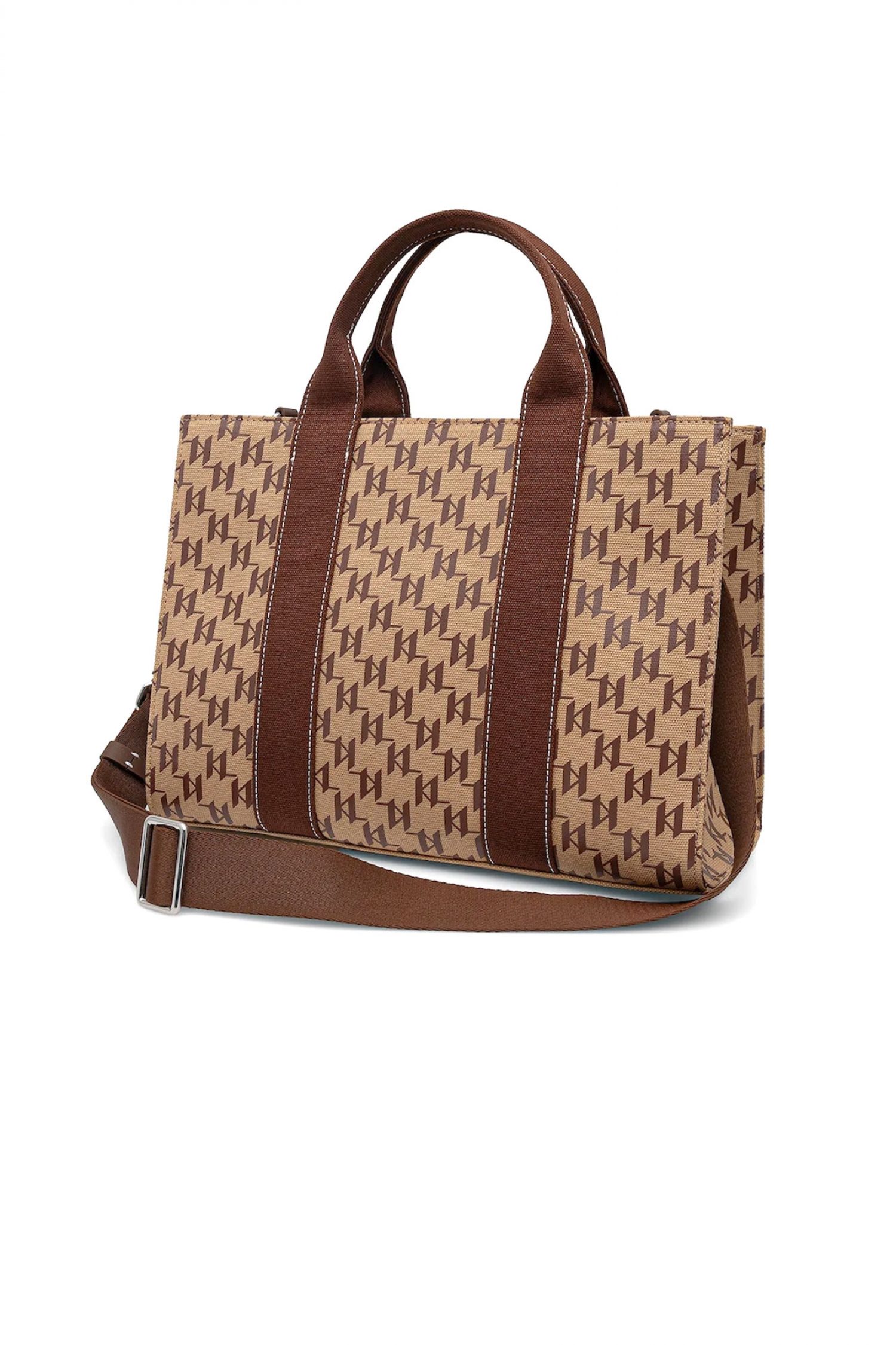 KARL LAGERFELD ΤΣΑΝΤΑ TOTE K/RSG SQUARE MONO MD ΧΕΙΡΟΣ/CROSSBODY ALL OVER LOGO ΜΠΕΖ-ΚΑΦΕ