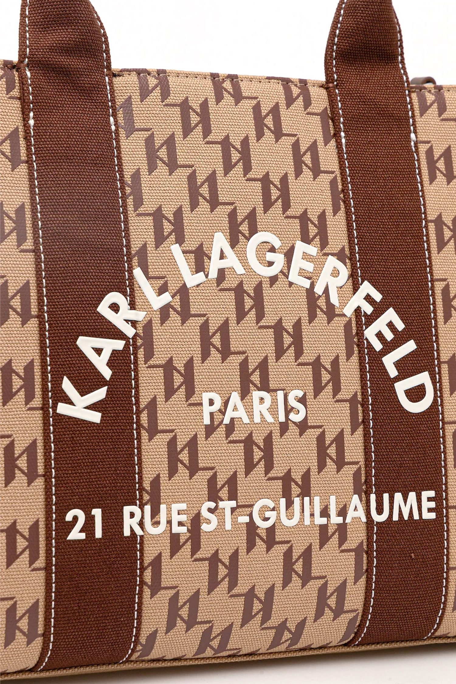 KARL LAGERFELD ΤΣΑΝΤΑ TOTE K/RSG SQUARE MONO MD ΧΕΙΡΟΣ/CROSSBODY ALL OVER LOGO ΜΠΕΖ-ΚΑΦΕ