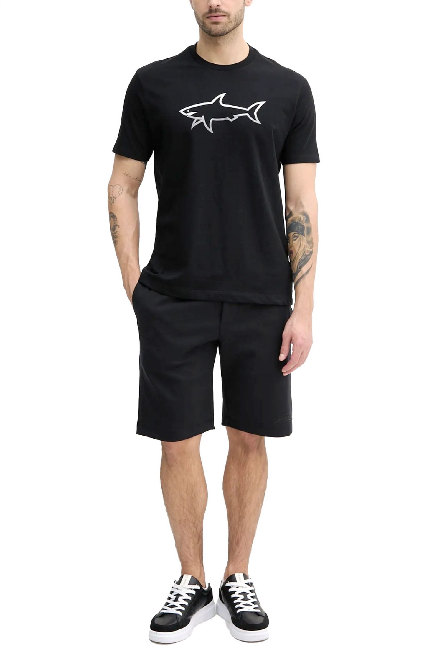 PAUL&SHARK T-SHIRT CREW NECK BIG LOGO ΜΑΥΡΟ