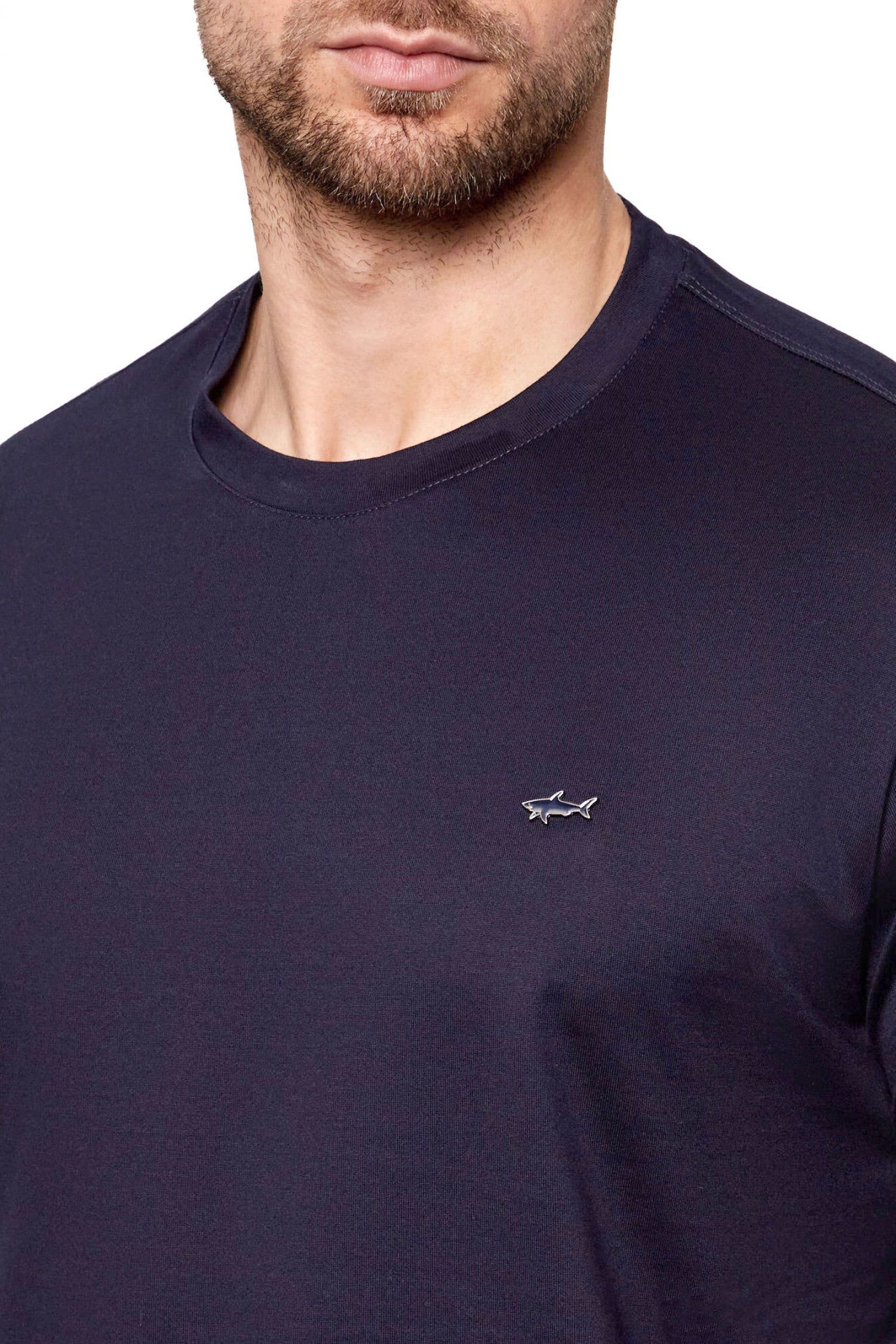 PAUL&SHARK T-SHIRT CREW NECK METALLIC LOGO ΜΠΛΕ