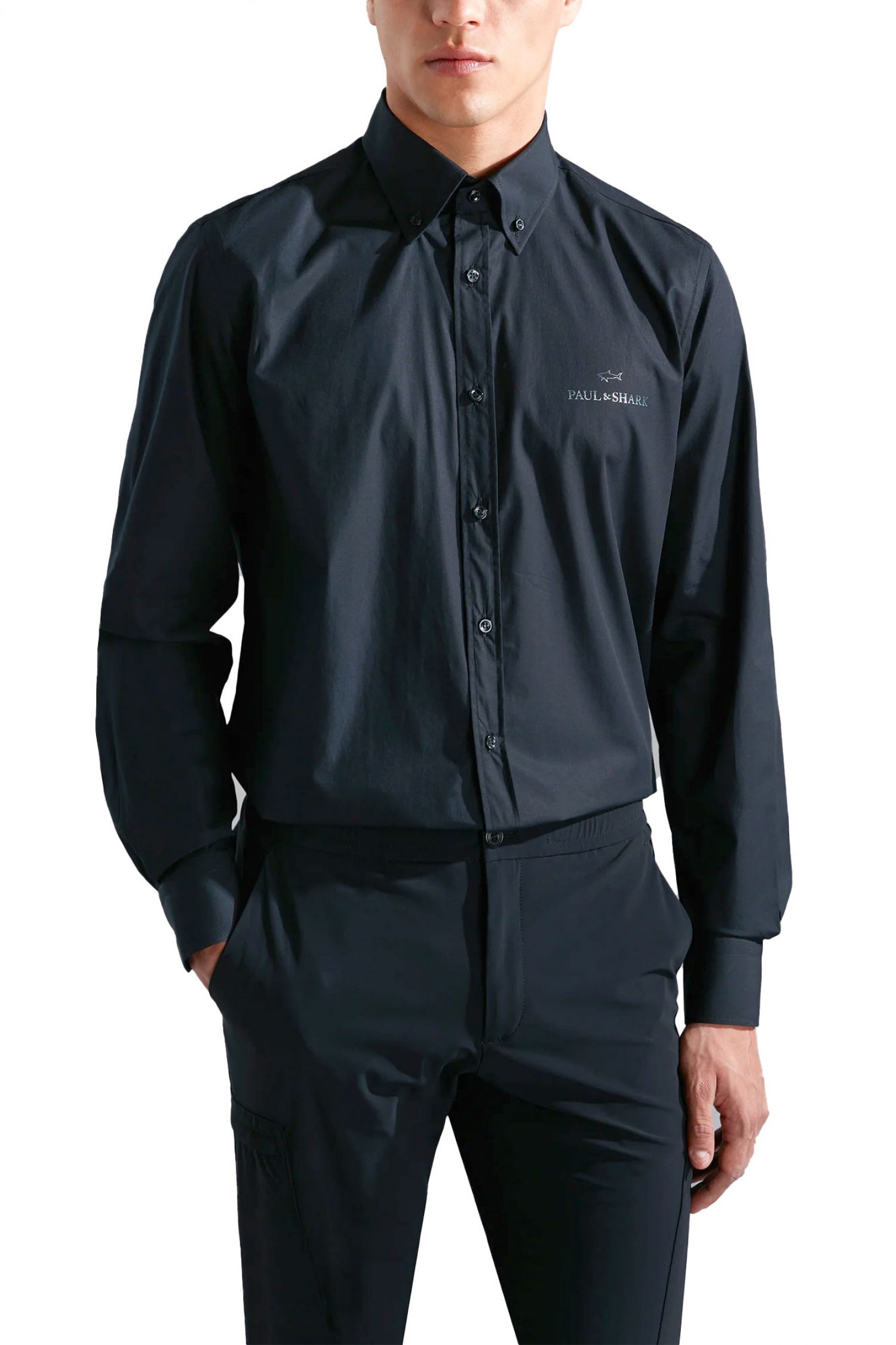 PAUL&SHARK ΠΟΥΚΑΜΙΣΟ BUTTON DOWN GOLD LOGO ΜΑΥΡΟ
