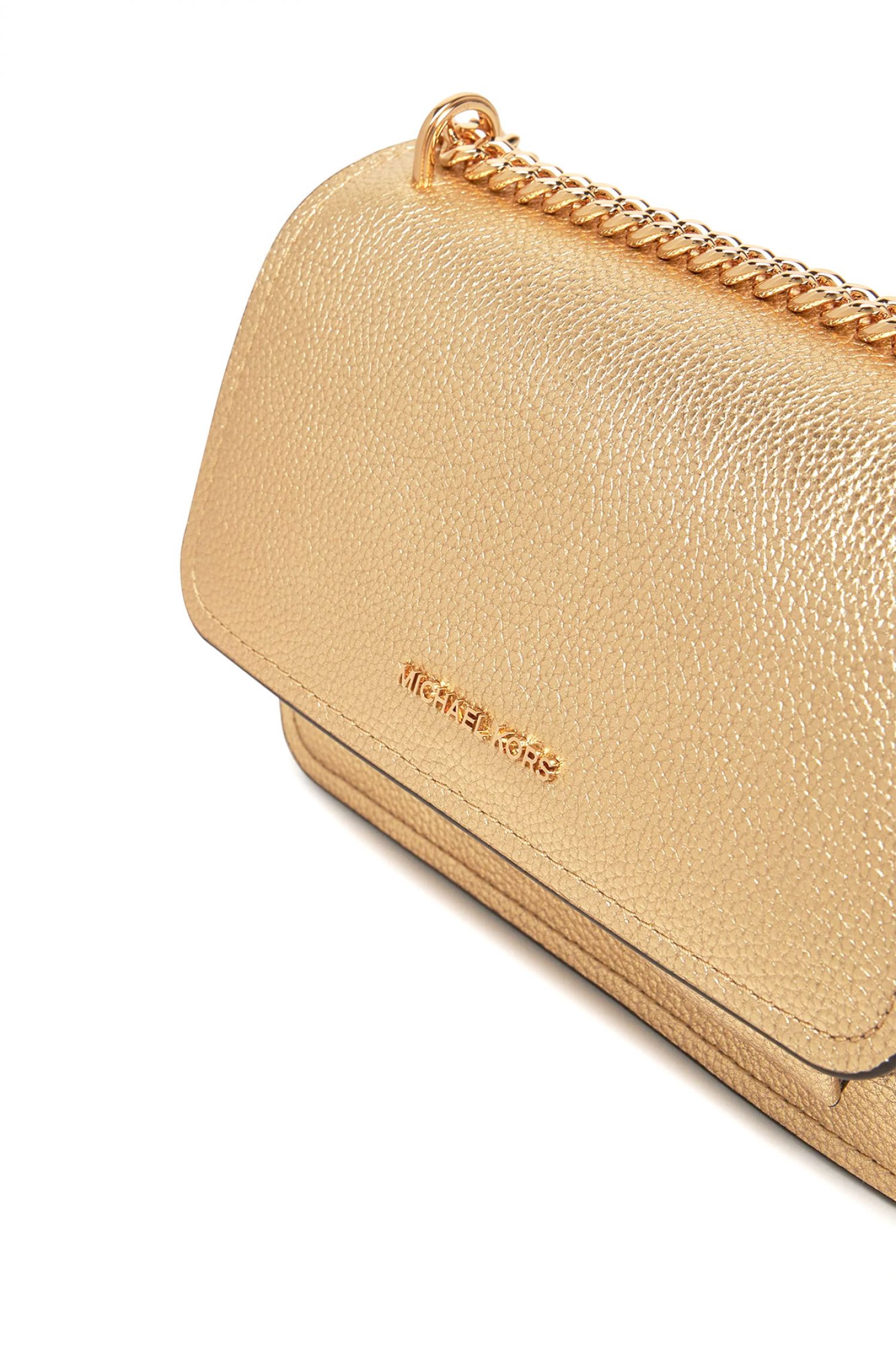 MICHAEL KORS ΤΣΑΝΤΑΚΙ CROSSBODY/ΩΜΟΥ CLAIRE AΛΥΣΙΔΑ ΜΕΤΑΛΛΙΚΟ LOGO XΡΥΣΟ