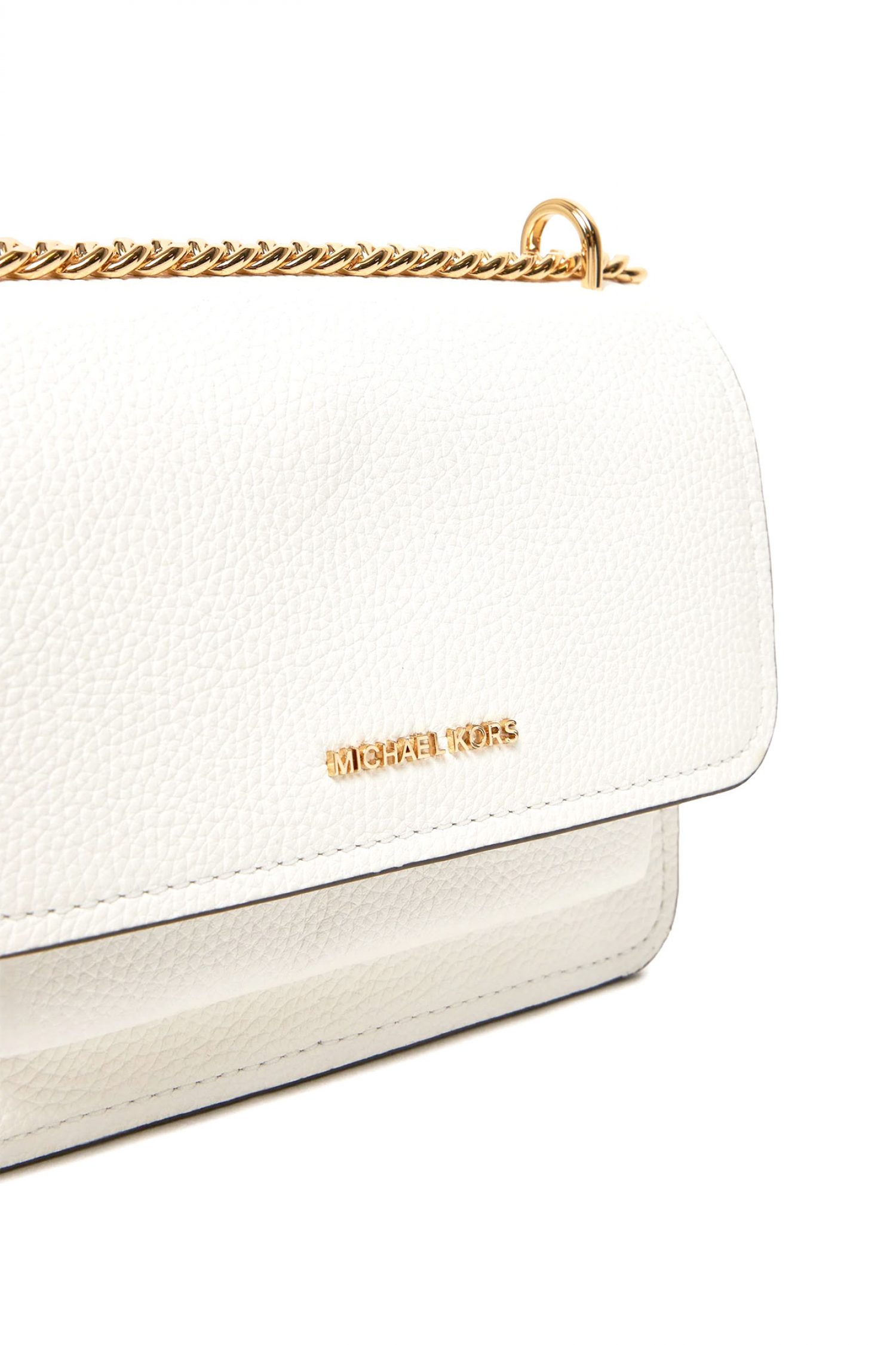 MICHAEL KORS ΤΣΑΝΤΑΚΙ CROSSBODY/ΩΜΟΥ CLAIRE AΛΥΣΙΔΑ ΜΕΤΑΛΛΙΚΟ LOGO ΛΕΥΚΟ