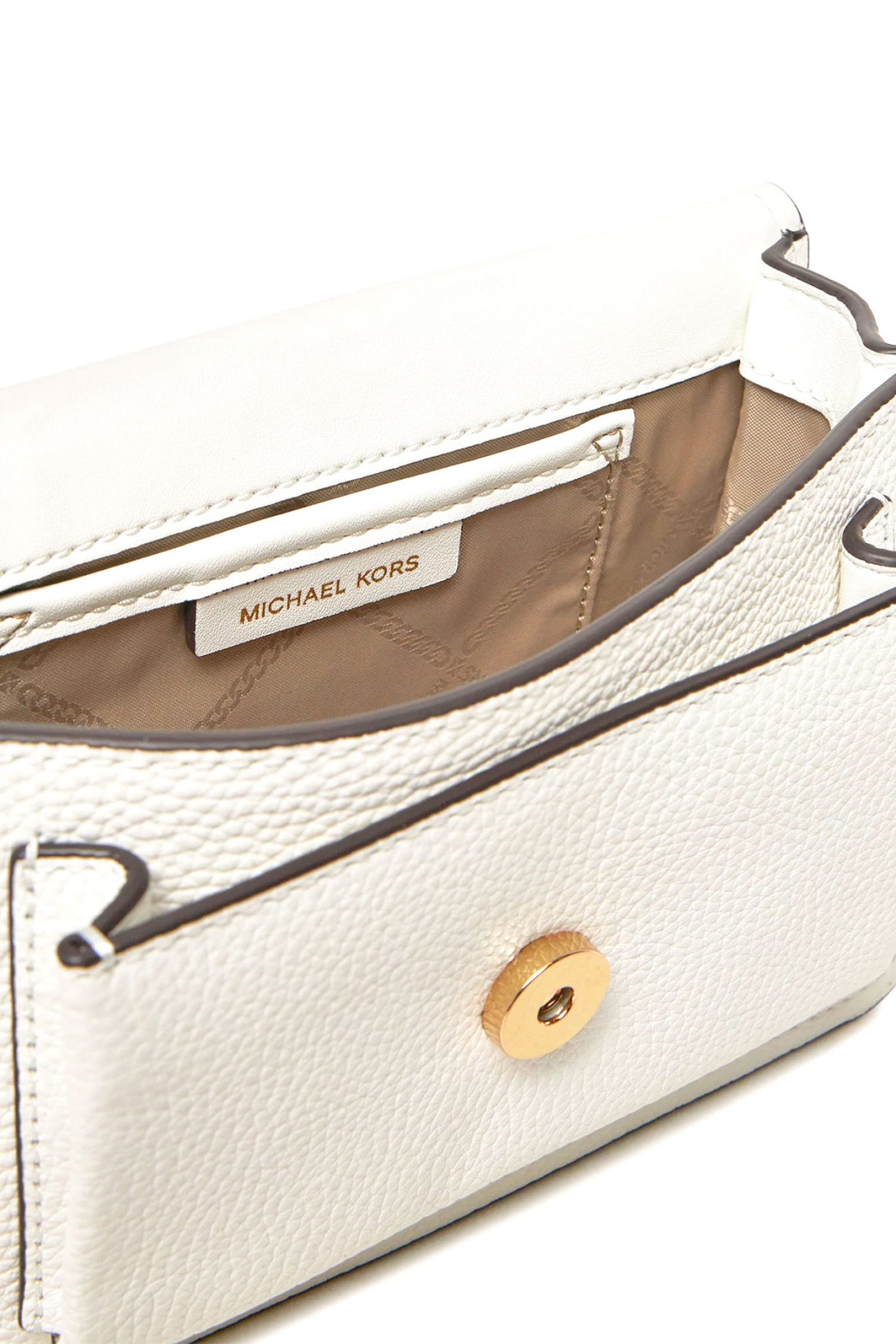 MICHAEL KORS ΤΣΑΝΤΑΚΙ CROSSBODY/ΩΜΟΥ CLAIRE AΛΥΣΙΔΑ ΜΕΤΑΛΛΙΚΟ LOGO ΛΕΥΚΟ