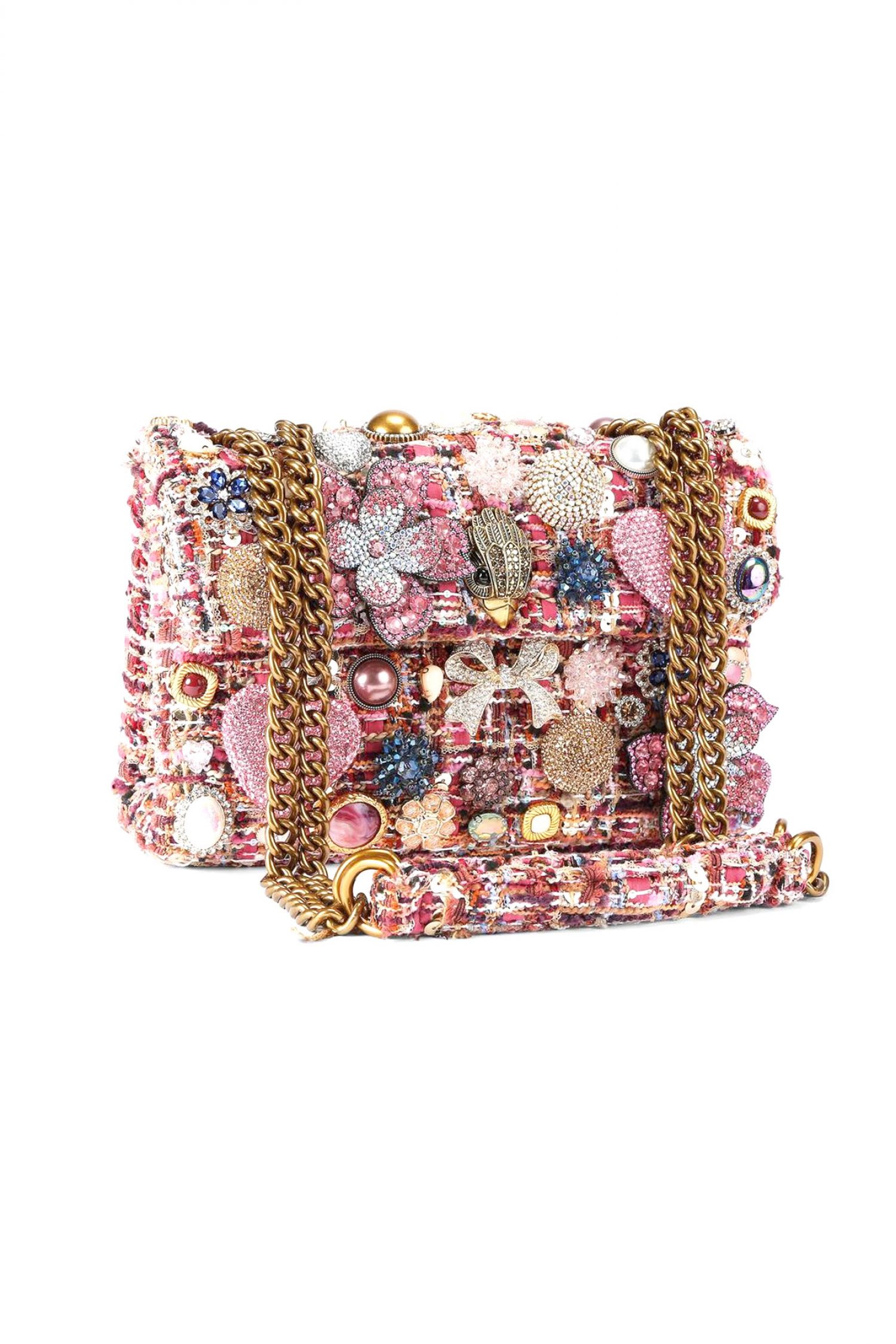 KURT GEIGER TΣΑΝΤΑ CROSSBODY/ΩΜΟΥ FABRIC MD KENSINGTON TUTTIFRUTTI ΣΧΕΔΙΑ ΑΛΥΣΙΔΑ LOGO ΡΟΖ/ΠΟΛΥΧΡΩΜΟ φωτογραφία