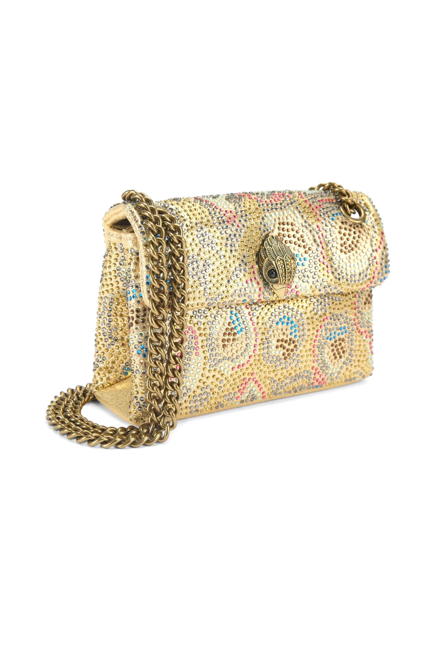 KURT GEIGER TΣΑΝΤΑKI CROSSBODY/ΩΜΟΥ FABRIC MΙΝΙ KENSINGTON ΠΟΛΥΧΡΩΜΑ ΣΤΡΑΣ ΑΛΥΣΙΔΑ LOGO ΧΡΥΣΟ φωτογραφία