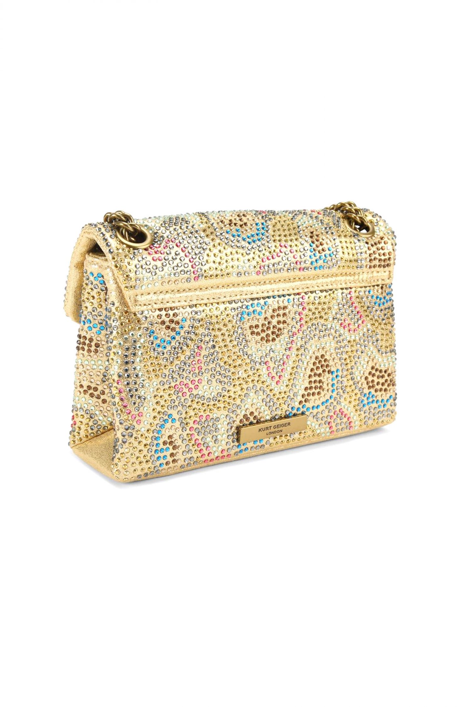 KURT GEIGER TΣΑΝΤΑKI CROSSBODY/ΩΜΟΥ FABRIC MΙΝΙ KENSINGTON ΠΟΛΥΧΡΩΜΑ ΣΤΡΑΣ ΑΛΥΣΙΔΑ LOGO ΧΡΥΣΟ φωτογραφία