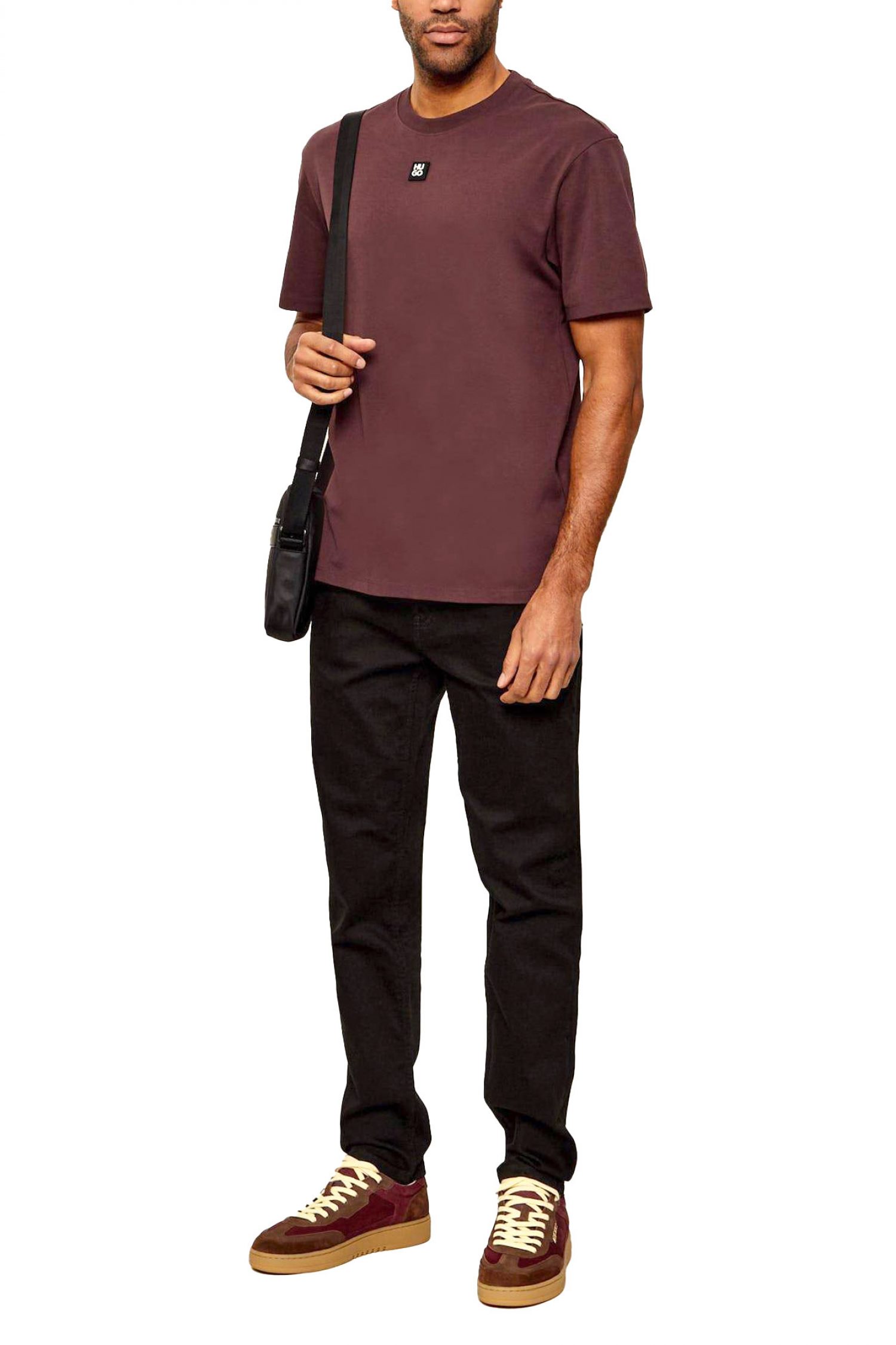 HUGO T-SHIRT DALILE LOGO ΜΕΤΑΛΛΙΚΟ ΜΩΒ