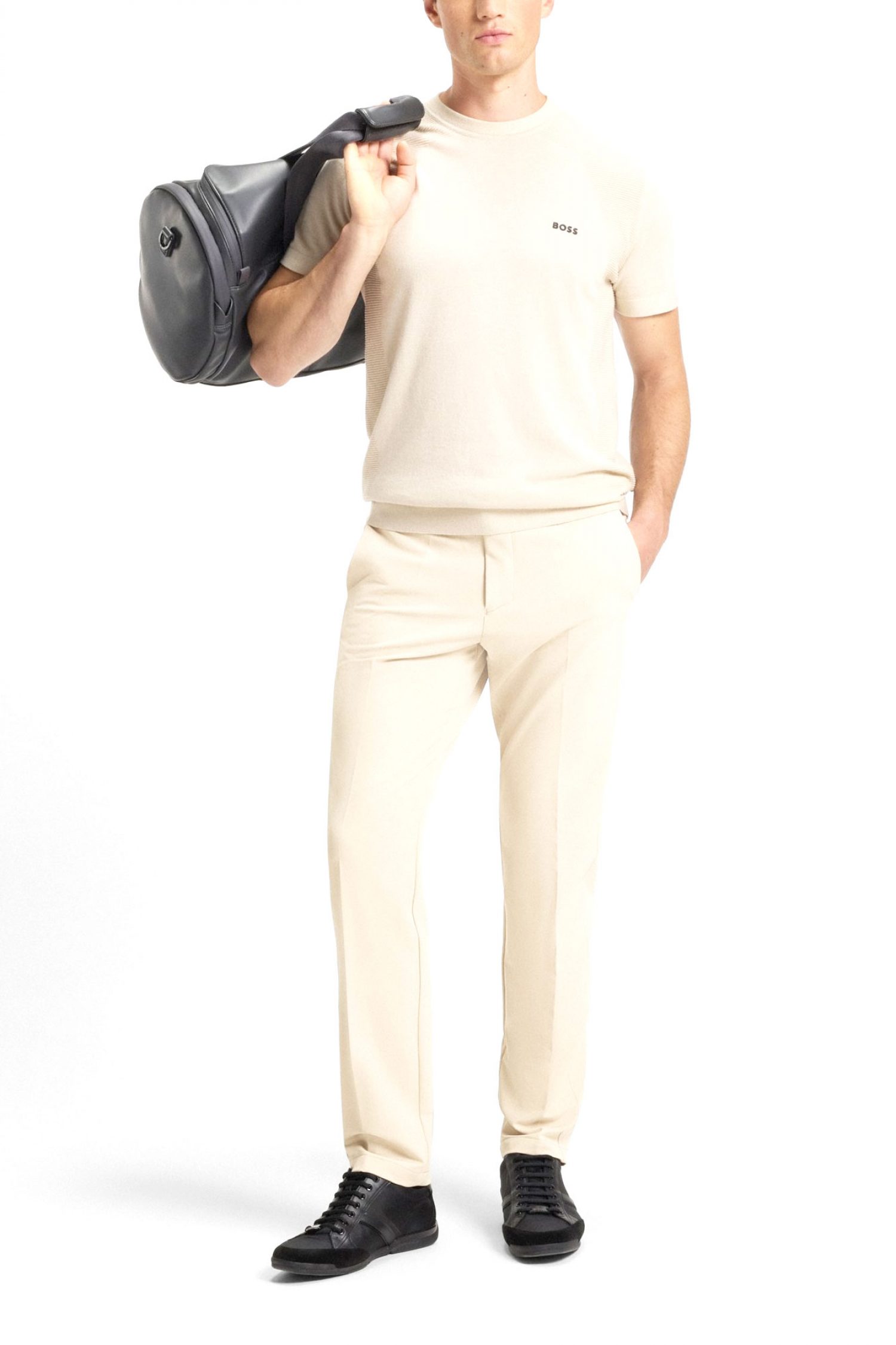 BOSS ATHLEISURE ΠΑΝΤΕΛΟΝΙ CHINO SLIM FIT T_COMMUTER-SLIM ΜΠΕΖ