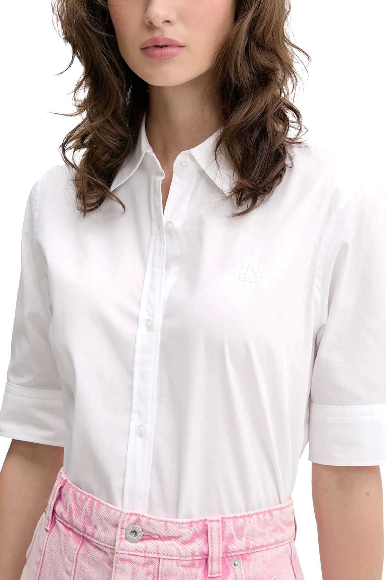 HUGO ΠΟΥΚΑΜΙΣΟ THE SUMMER SHIRT LOGO ΛΕΥΚΟ φωτογραφία