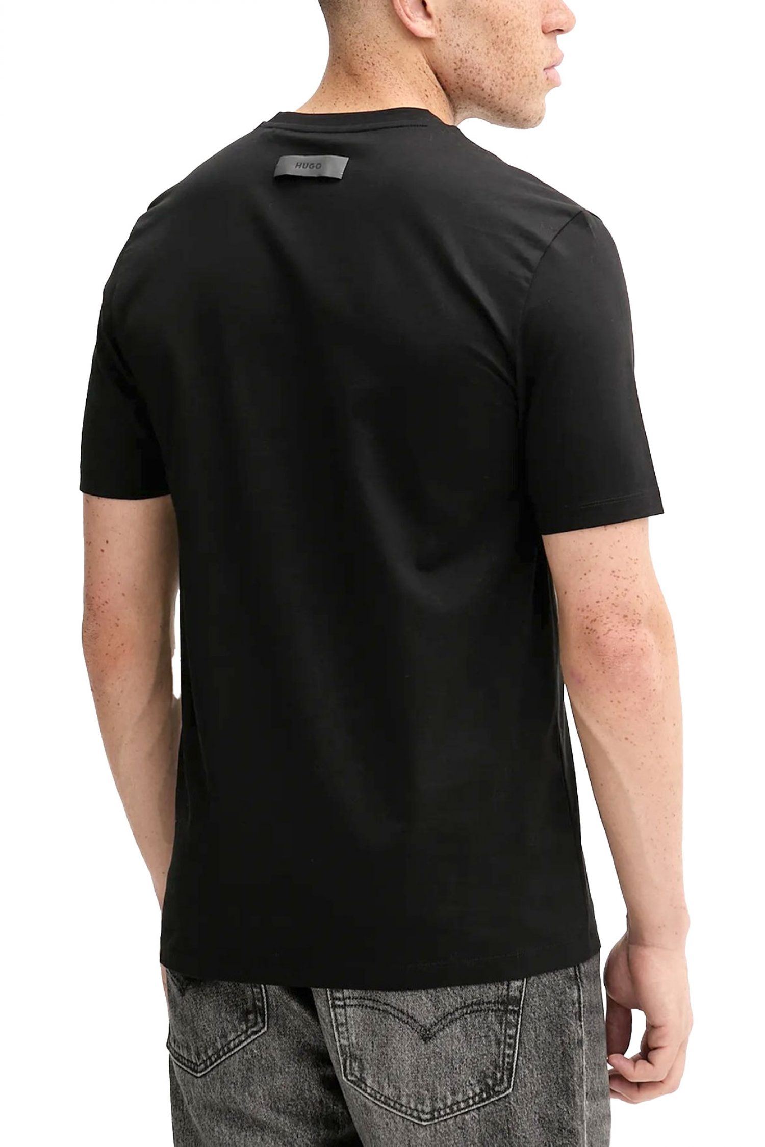 HUGO T-SHIRT DIMERSTEE LOGO ΜΑΥΡΟ