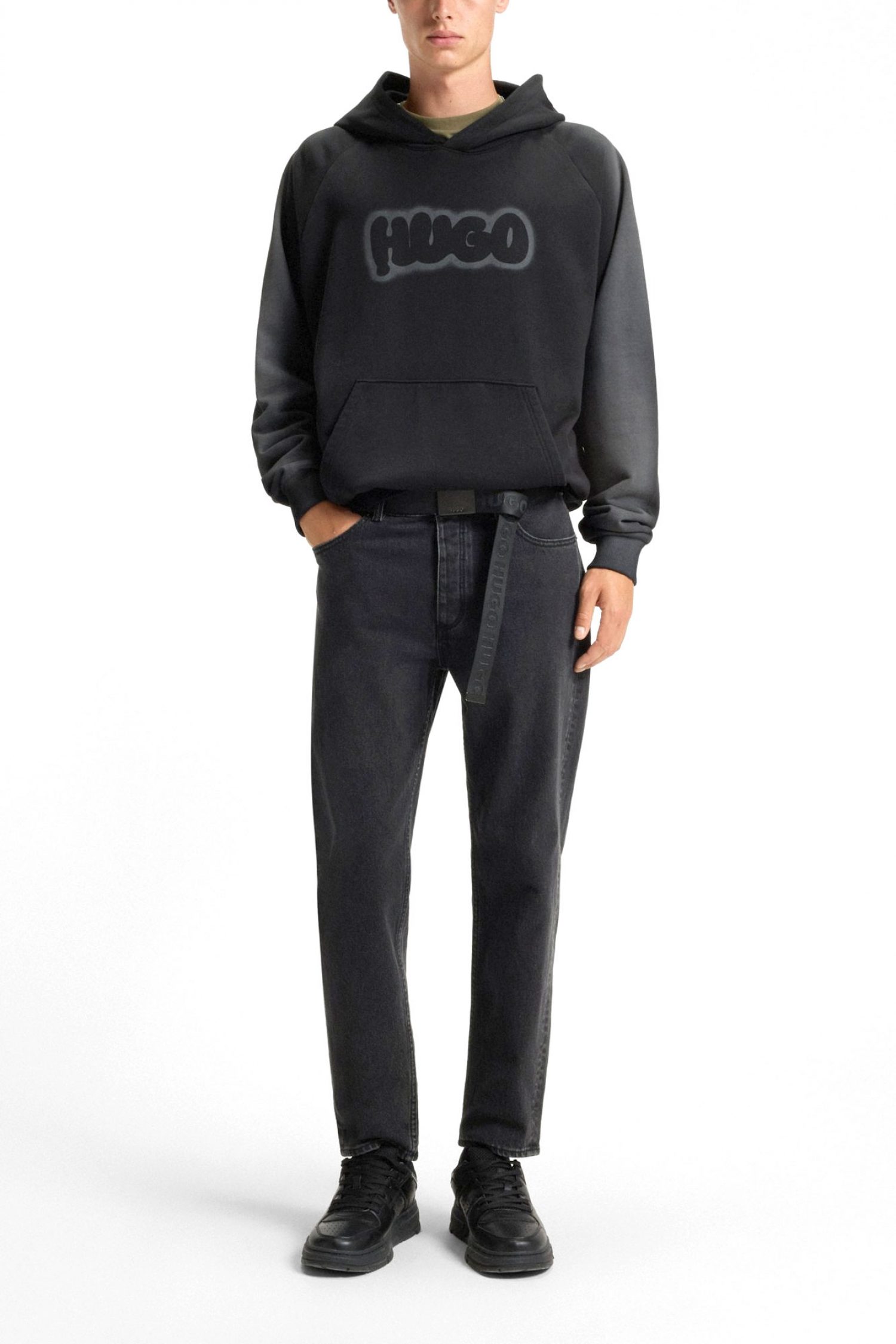 HUGO BLUE ΠΑΝΤΕΛΟΝΙ JEANS BRODY TAPERED FIT ΜΑΥΡΟ