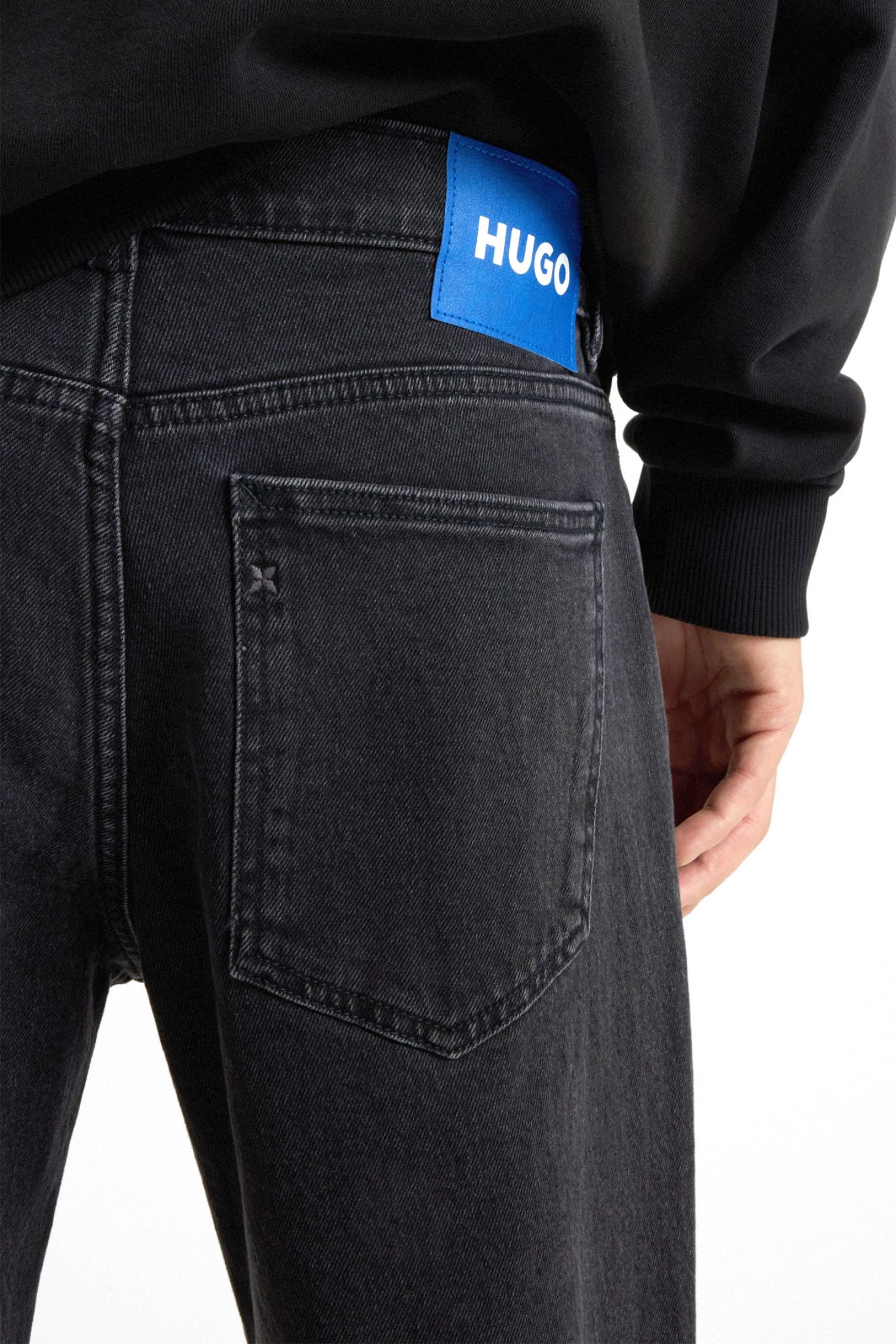 HUGO BLUE ΠΑΝΤΕΛΟΝΙ JEANS BRODY TAPERED FIT ΜΑΥΡΟ