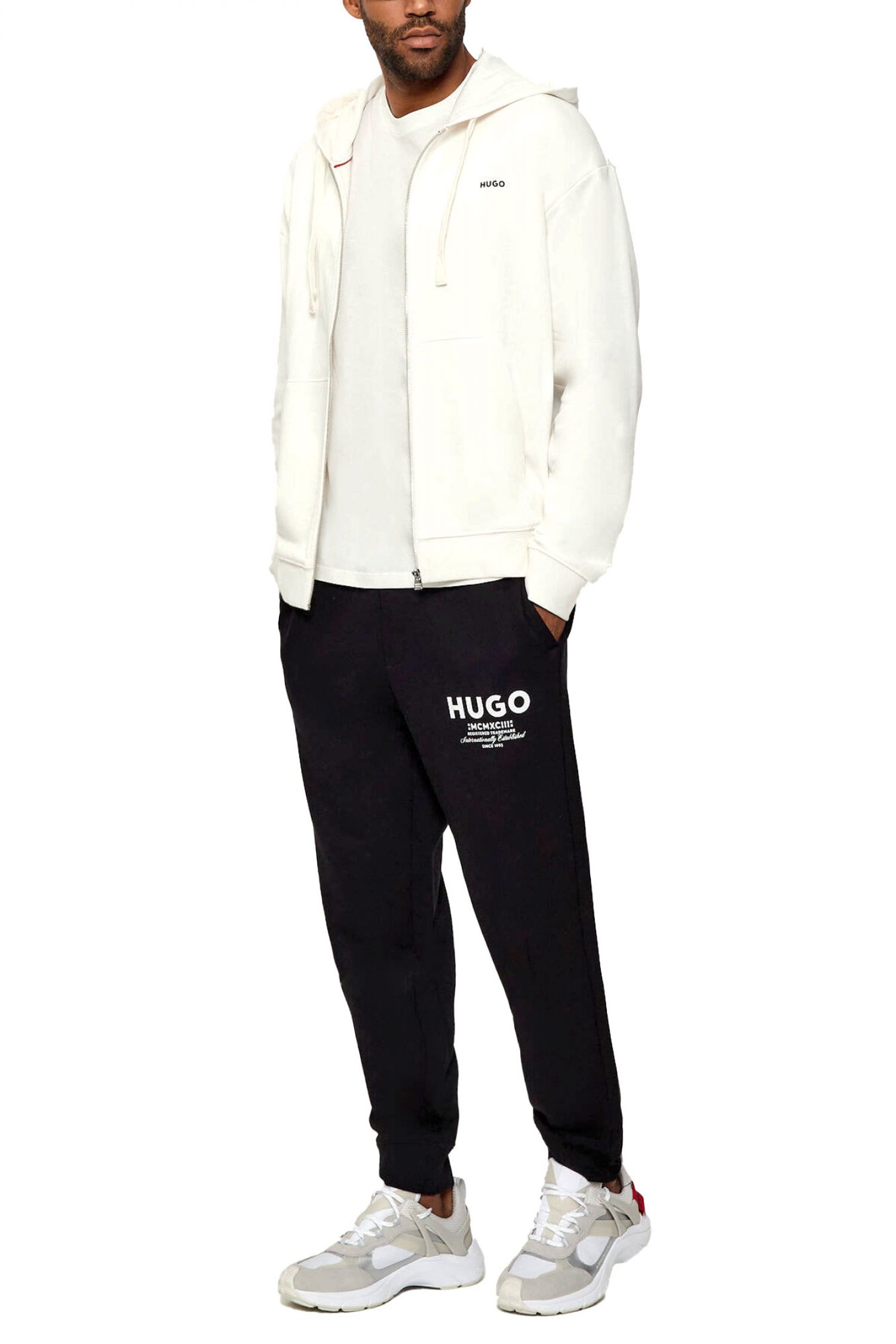 HUGO ΦΟΥΤΕΡ ZIPHOOD DAPOZIP LOGO ΕΚΡΟΥ