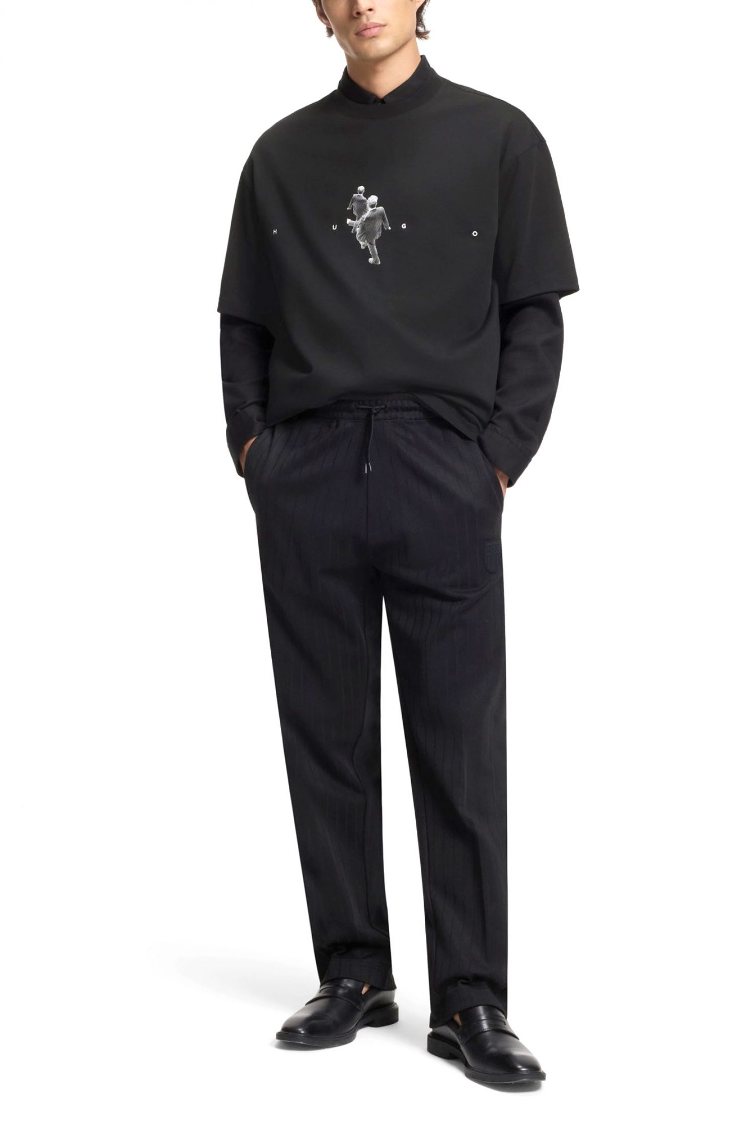 HUGO T-SHIRT DOLLO LOGO ΜΑΥΡΟ