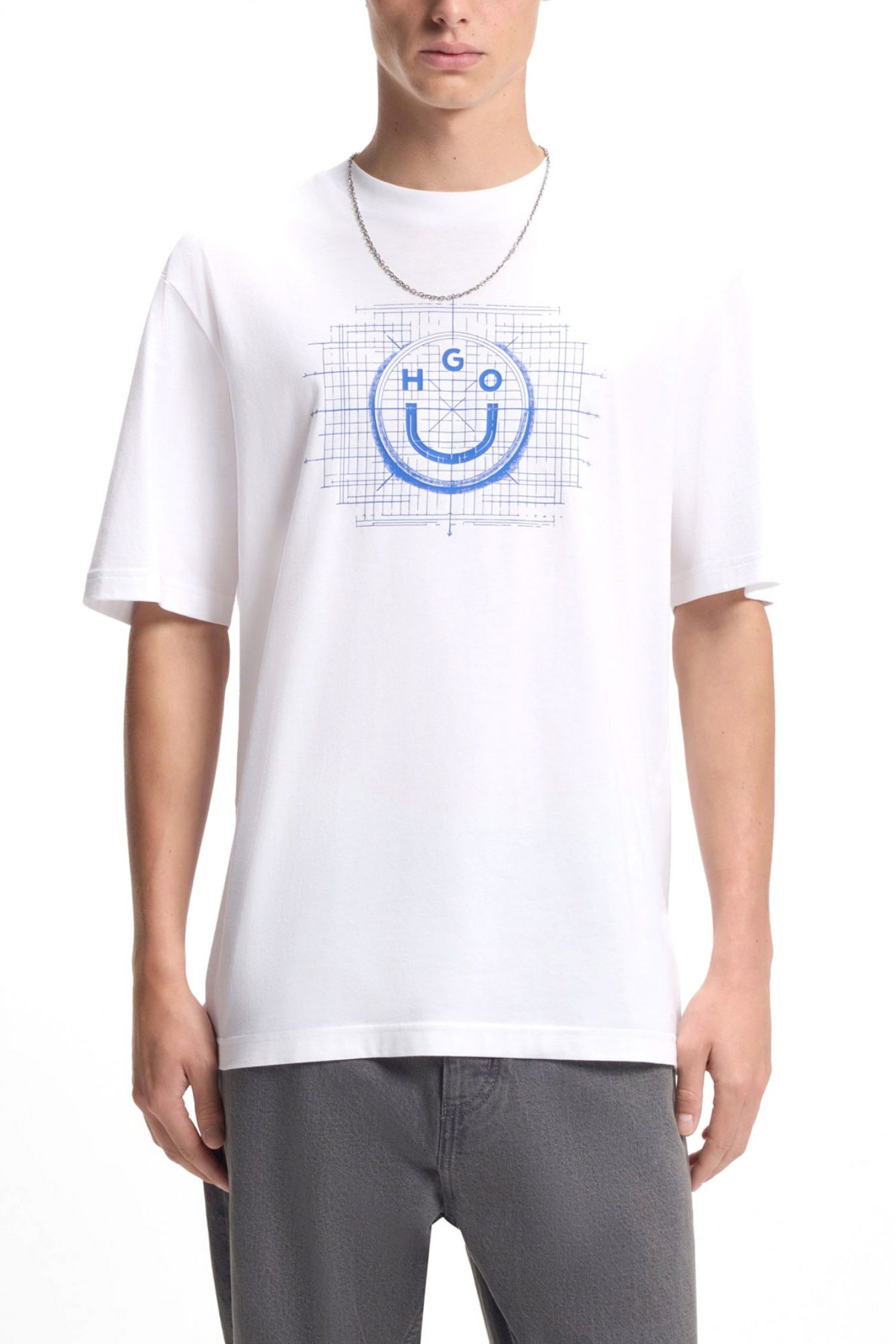 HUGO BLUE T-SHIRT NAMERIX ΛΕΥΚΟ