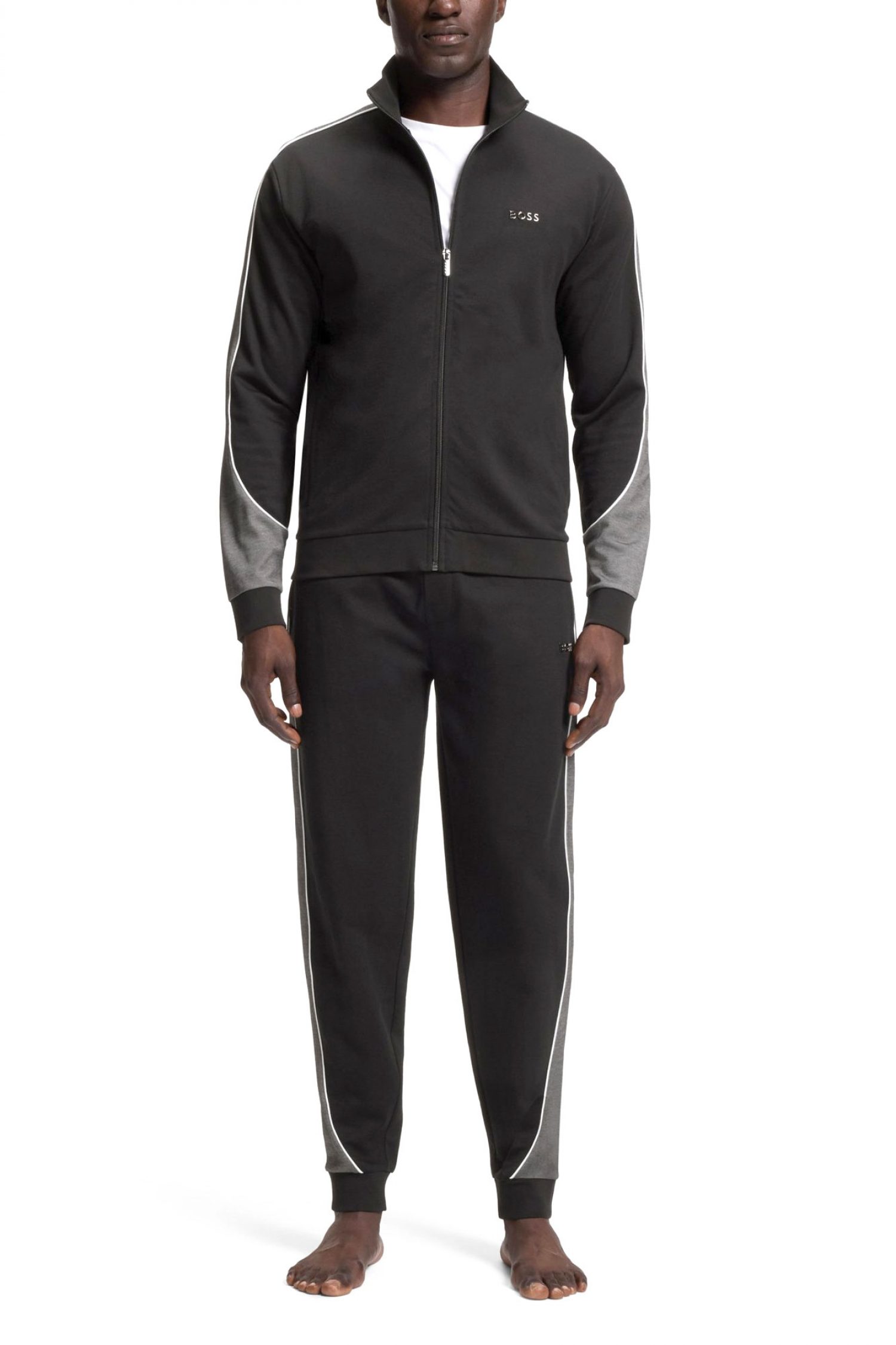 BOSS HOMEWEAR ΦΟΥΤΕΡ FULLZIP TRACKSUIT JACKET ΜΑΥΡΟ