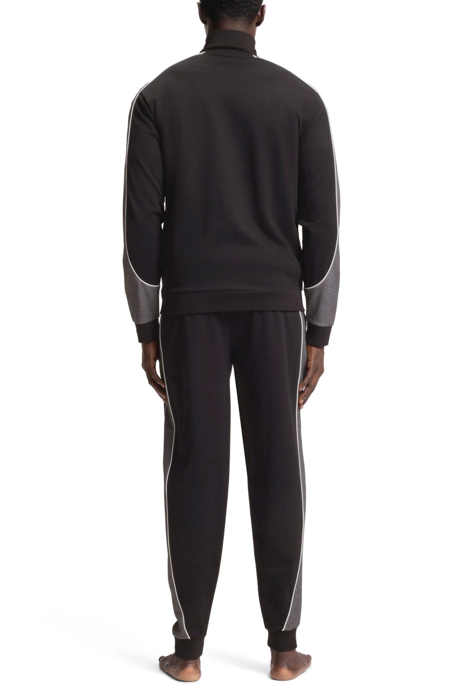 BOSS HOMEWEAR ΦΟΥΤΕΡ FULLZIP TRACKSUIT JACKET ΜΑΥΡΟ