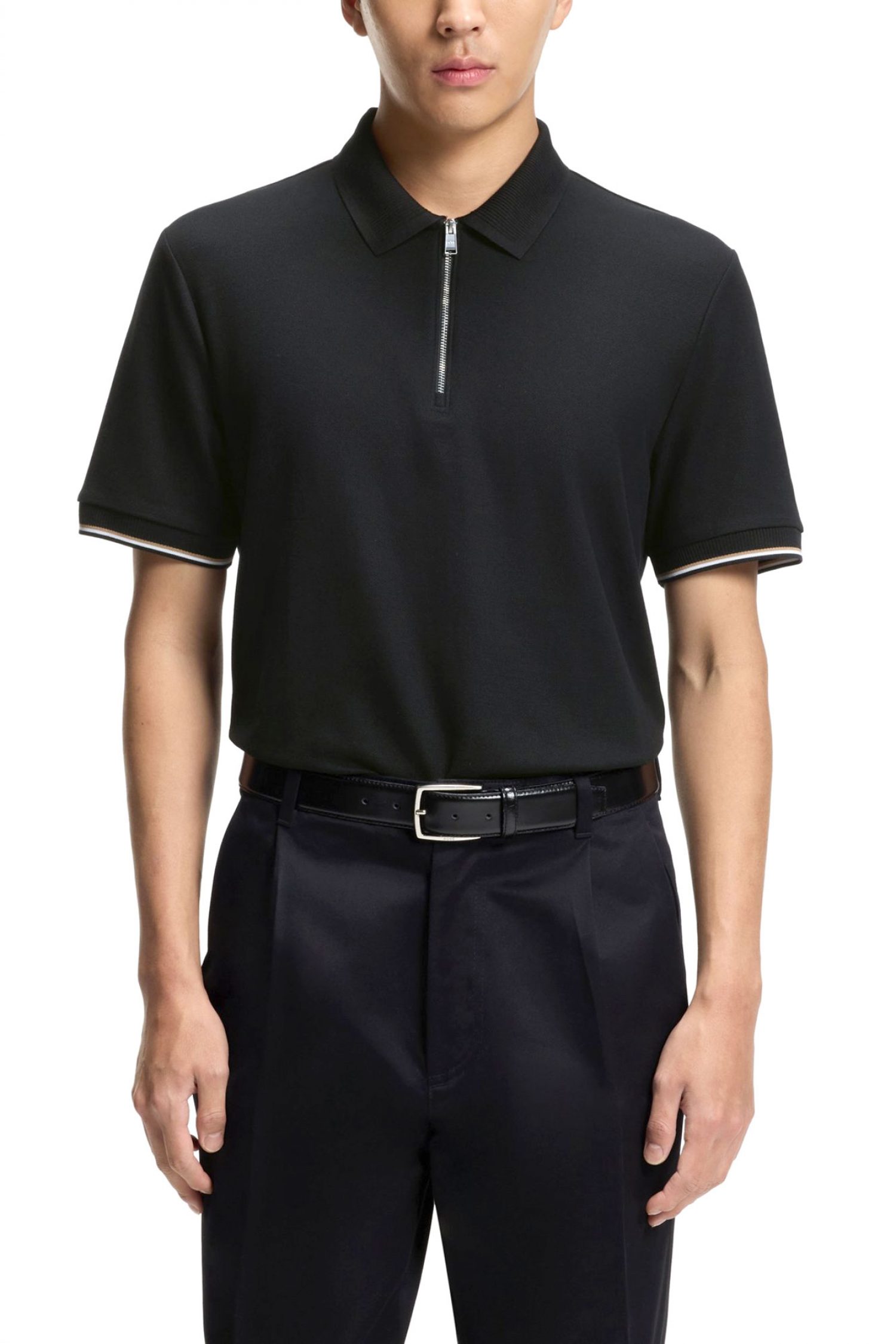 BOSS POLO HALFZIP C-PEI 04 ΜΑΥΡΟ