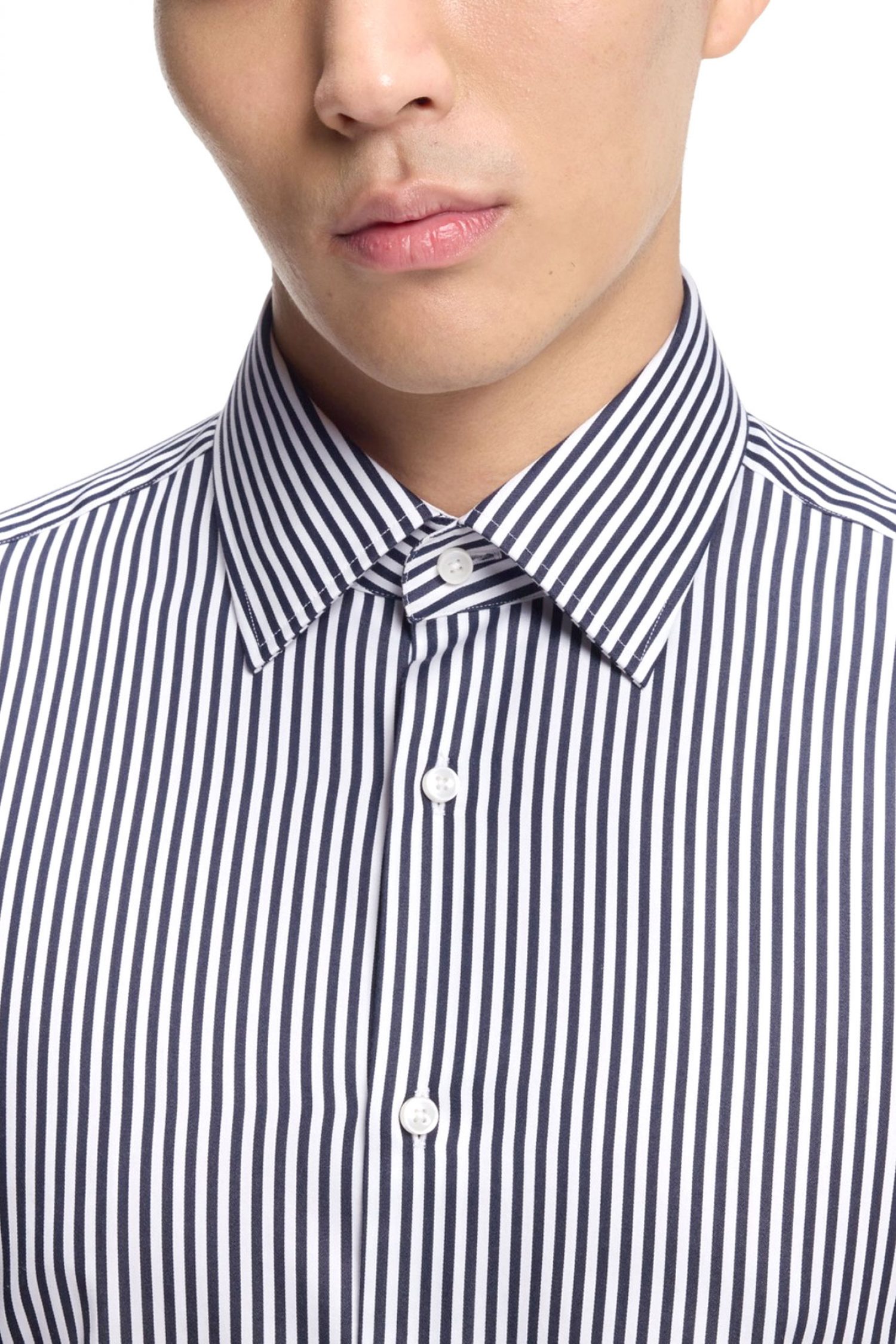 BOSS ΠΟΥΚΑΜΙΣΟ ΡΙΓΕ REGULAR FIT EASY IRON H-JOE-K-C1-261 ΜΠΛΕ-ΛΕΥΚΟ