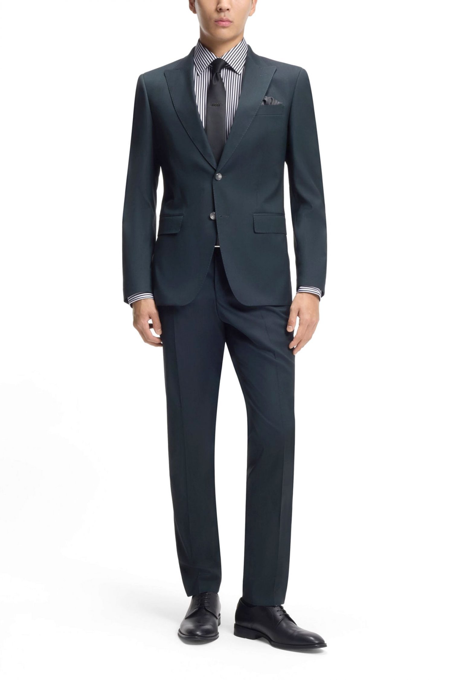 BOSS ΠΟΥΚΑΜΙΣΟ ΡΙΓΕ REGULAR FIT EASY IRON H-JOE-K-C1-261 ΜΠΛΕ-ΛΕΥΚΟ