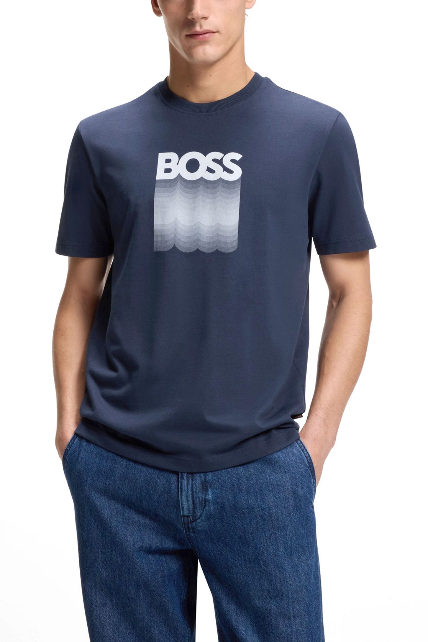 BOSS CASUAL T-SHIRT TE_INSIGNIA ΡΑΦ ΜΠΛΕ