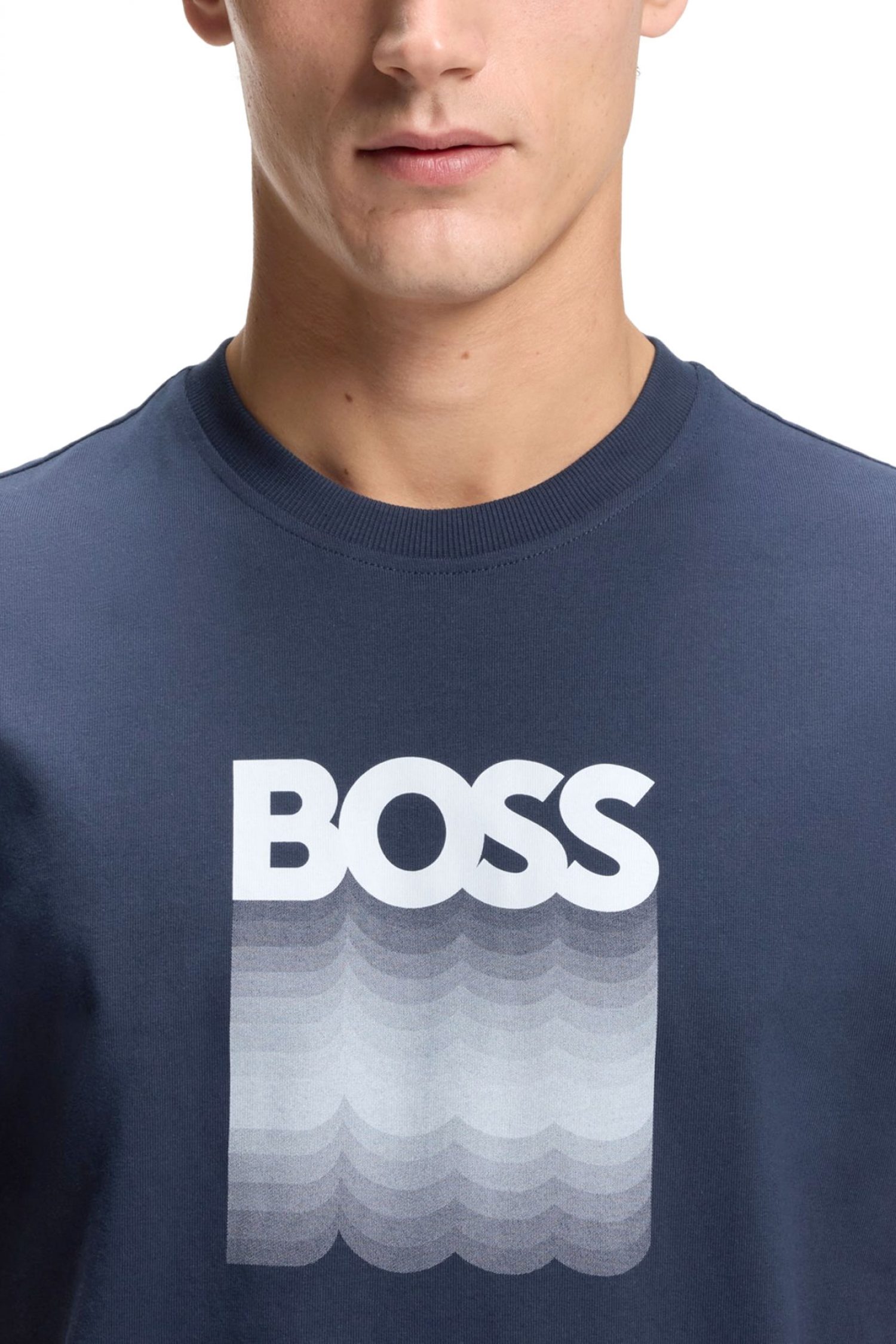 BOSS CASUAL T-SHIRT TE_INSIGNIA ΡΑΦ ΜΠΛΕ