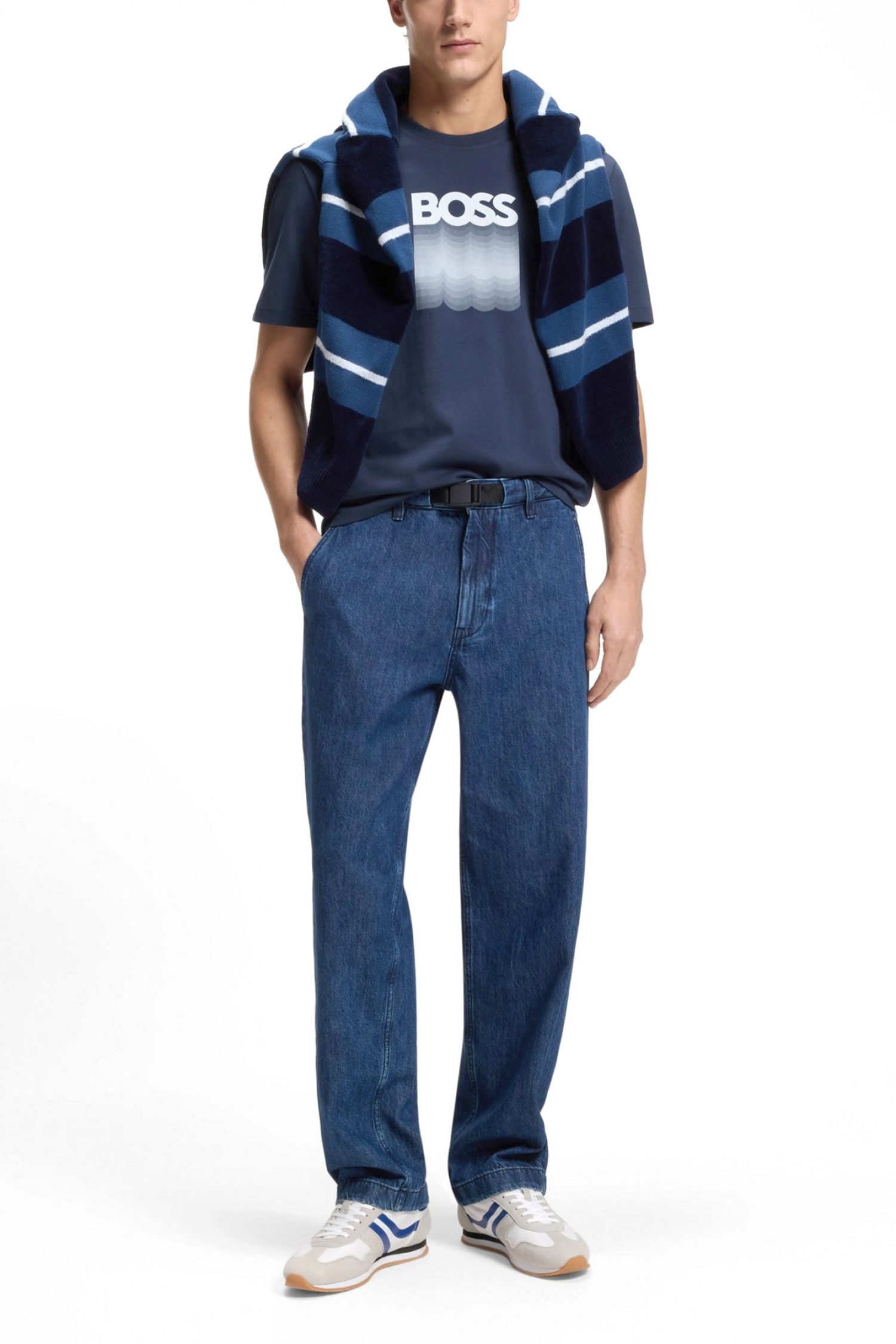 BOSS CASUAL T-SHIRT TE_INSIGNIA ΡΑΦ ΜΠΛΕ