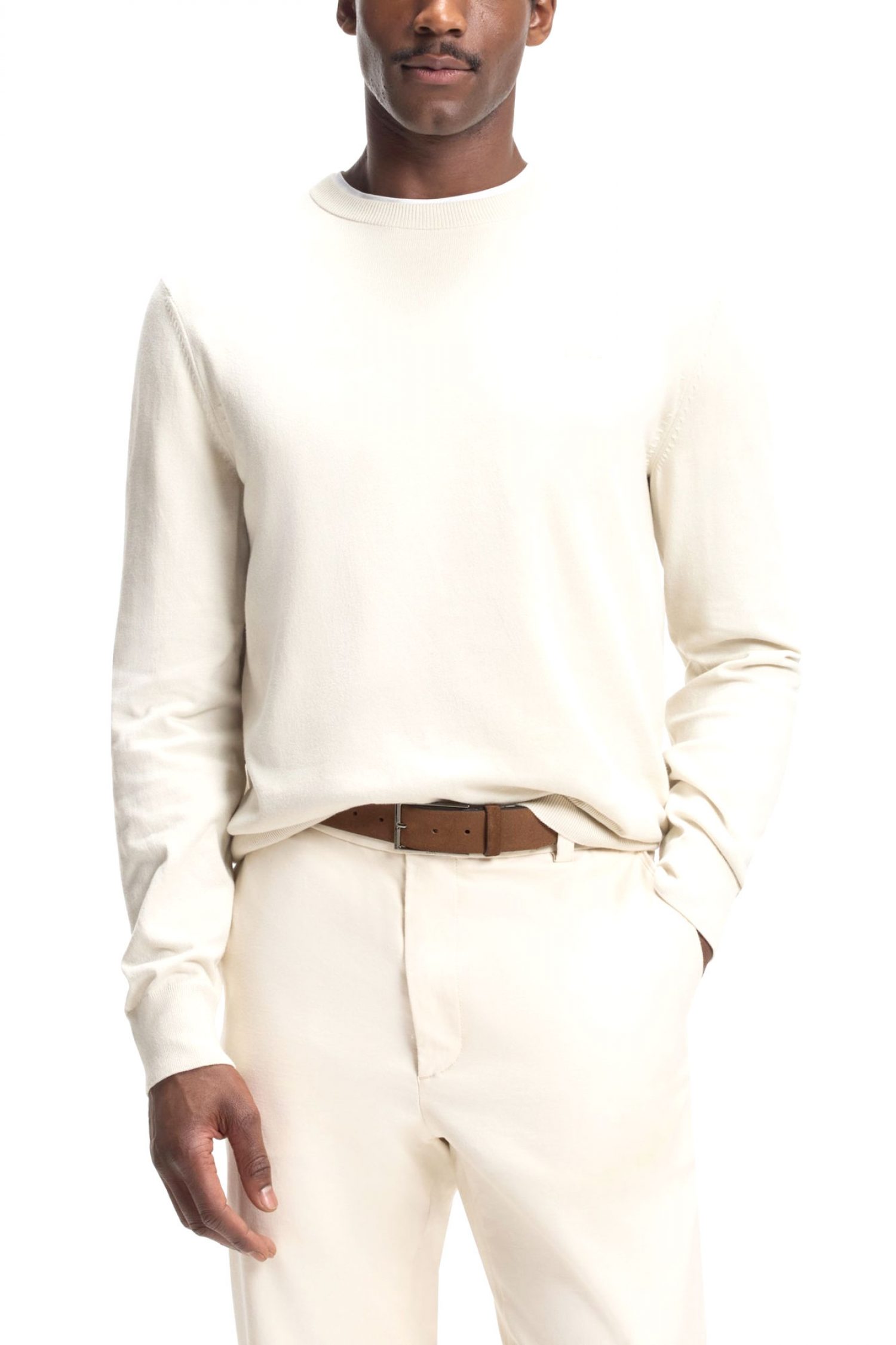 BOSS ΠΛΕΚΤΟ CREW NECK UPACAS-L ΕΚΡΟΥ φωτογραφία