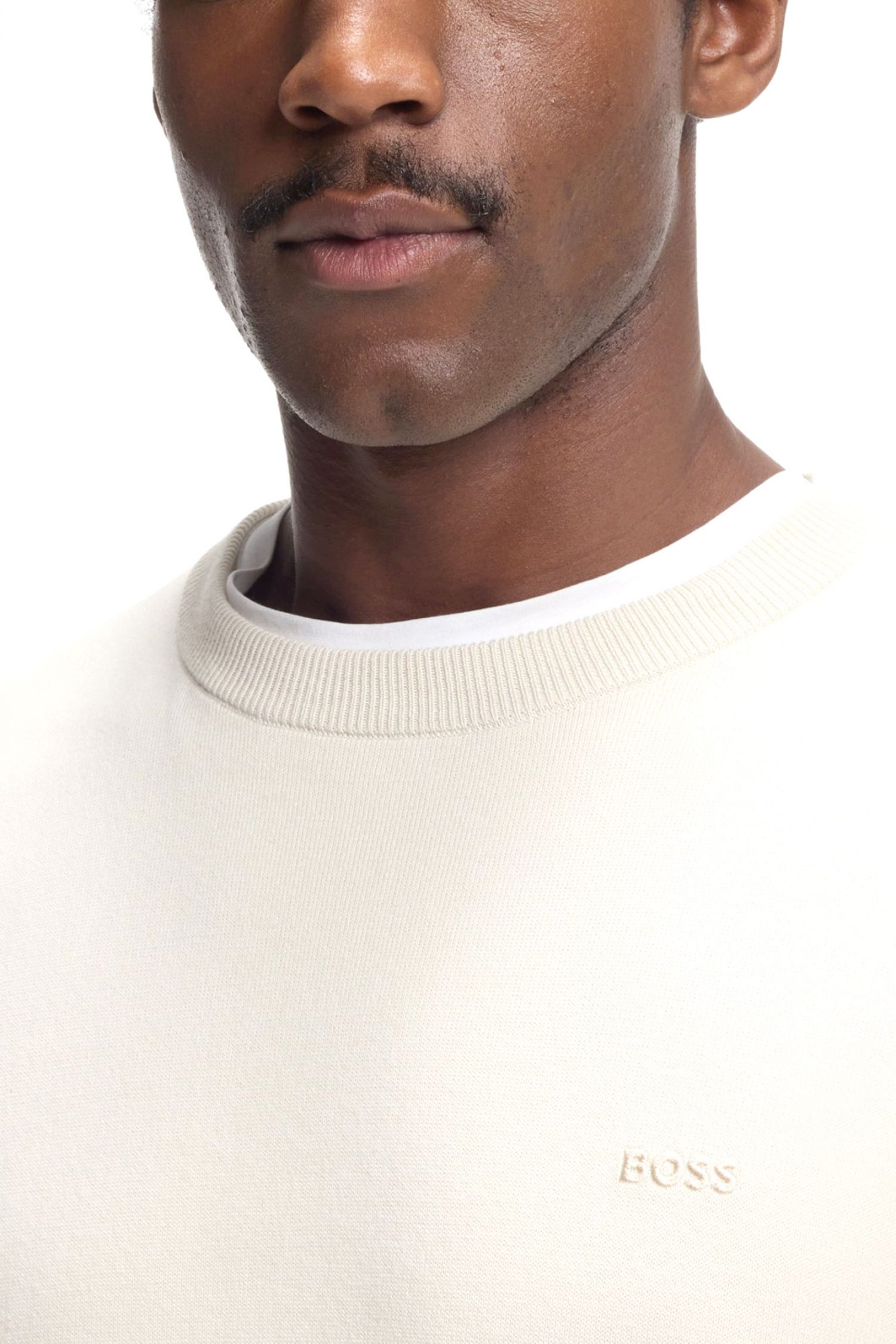 BOSS ΠΛΕΚΤΟ CREW NECK UPACAS-L ΕΚΡΟΥ φωτογραφία