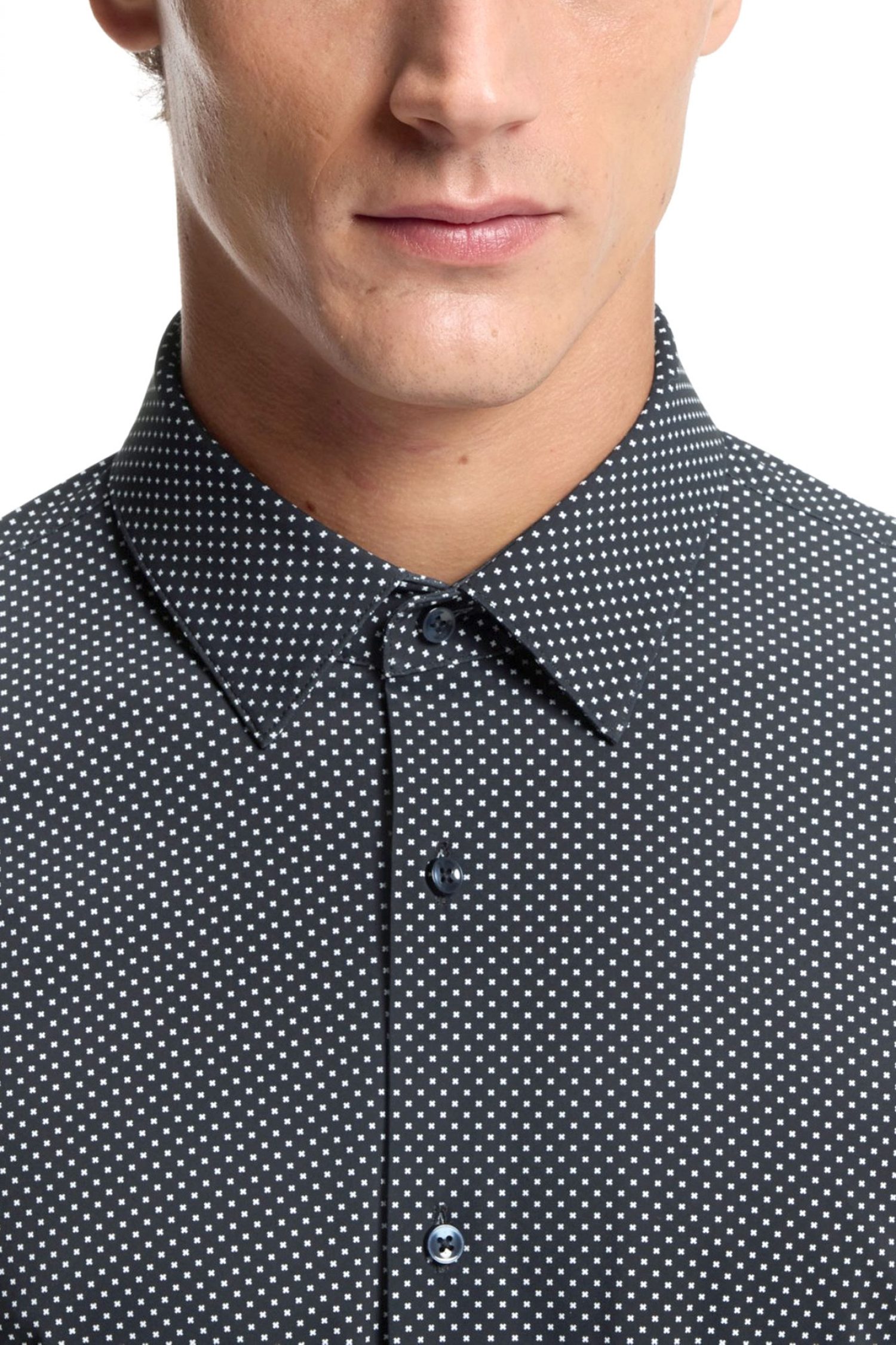 BOSS PERFORMANCE ΠΟΥΚΑΜΙΣΟ ΠΟΥΑ SLIM FIT P-HANK-S-K-261 ΜΠΛΕ-ΛΕΥΚΟ