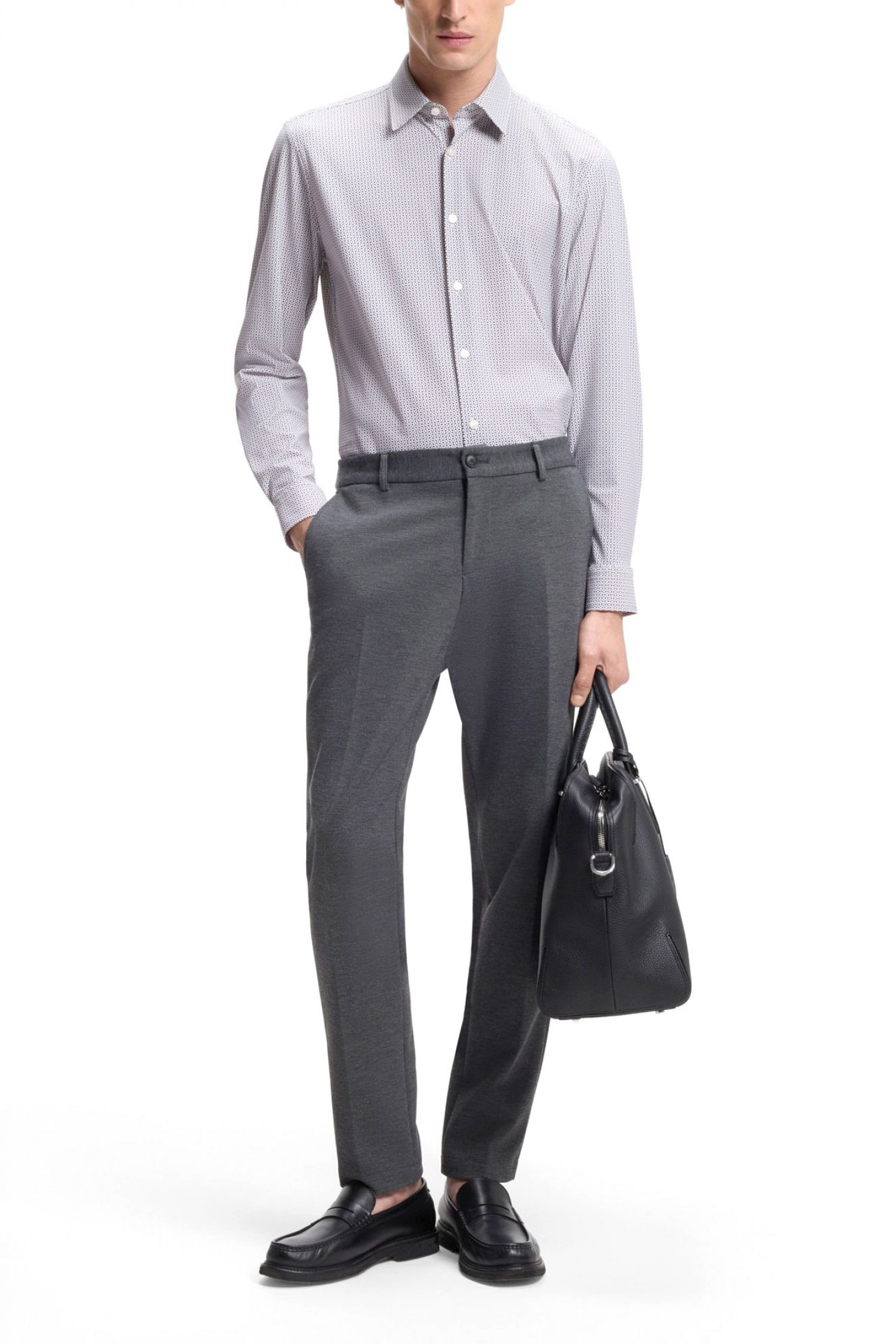 BOSS PERFORMANCE ΠΟΥΚΑΜΙΣΟ ΜΙΚΡΟΣΕΧΔΙΟ SLIM FIT P-RON-K-F-261 ΜΠΕΖ-ΜΠΛΕ