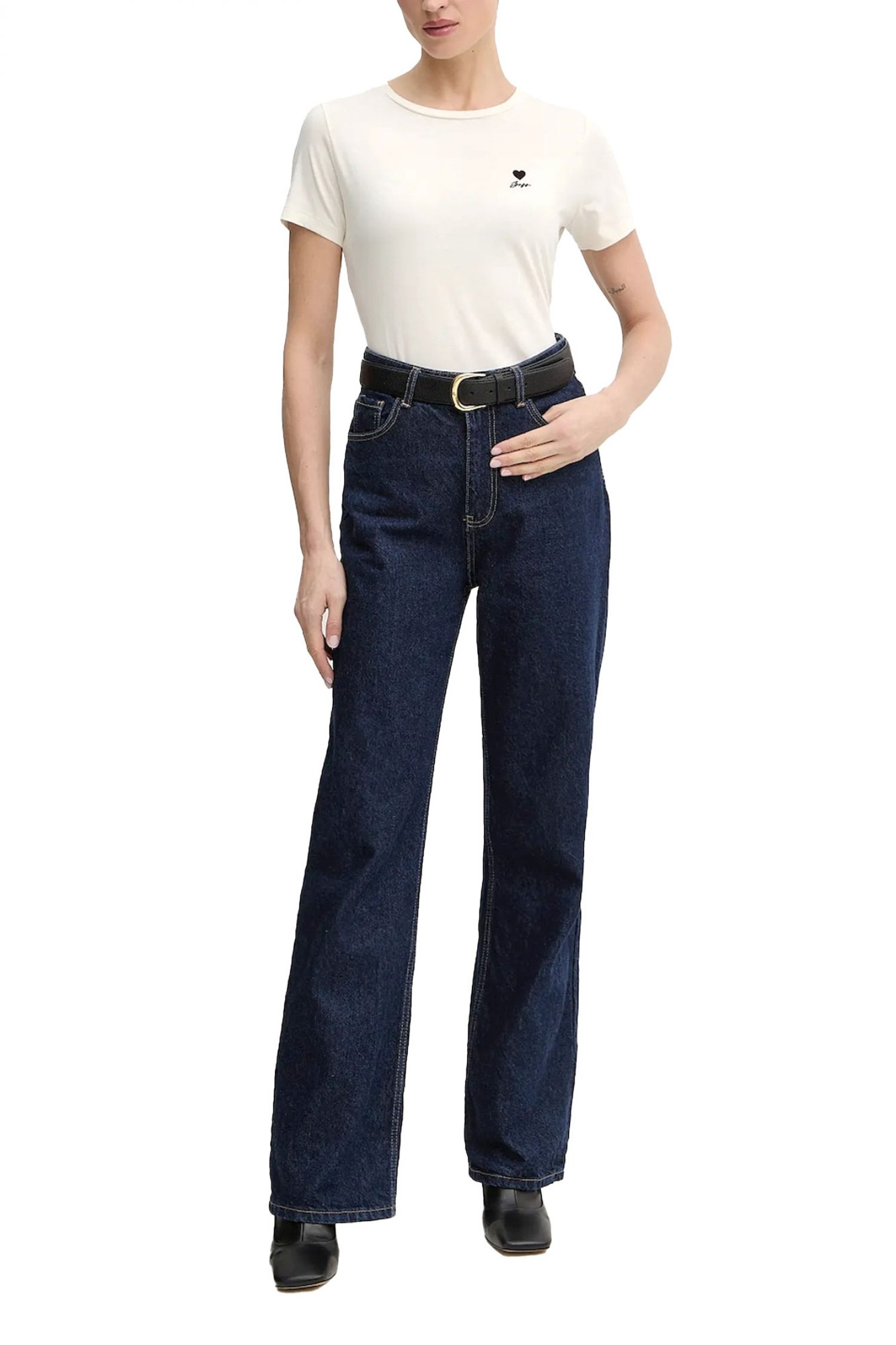 BOSS CASUAL T-SHIRT C_ELOVE_1 LOGO ΕΚΡΟΥ