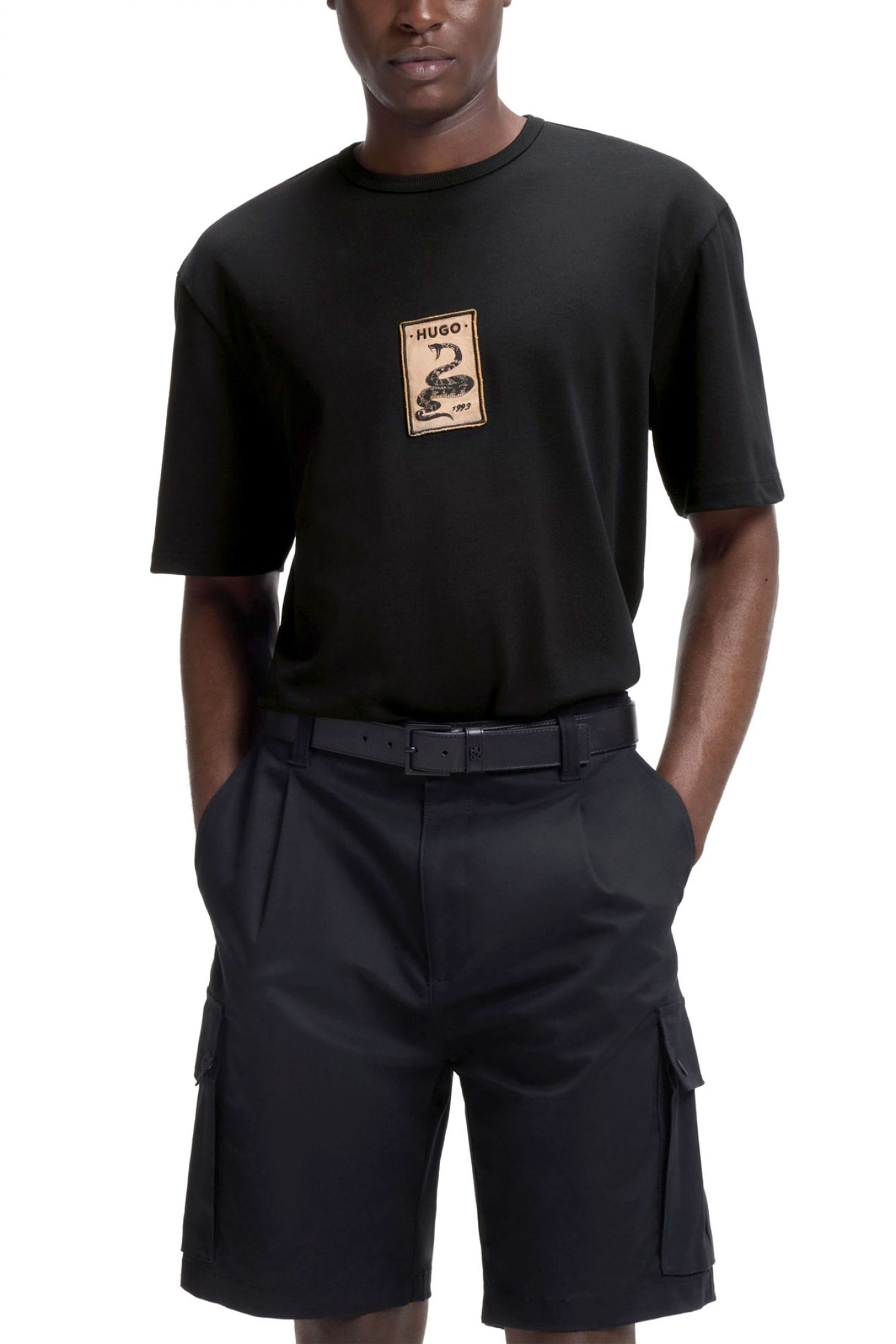 HUGO T-SHIRT DOBUL LOGO SNAKE ΜΑΥΡΟ