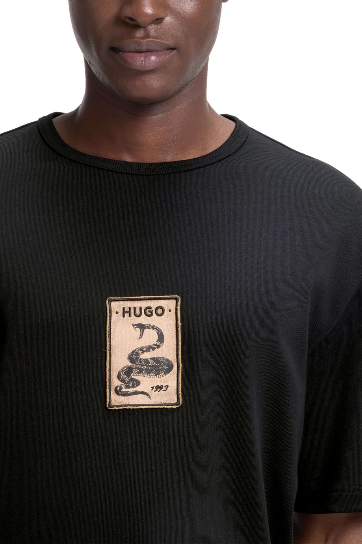 HUGO T-SHIRT DOBUL LOGO SNAKE ΜΑΥΡΟ