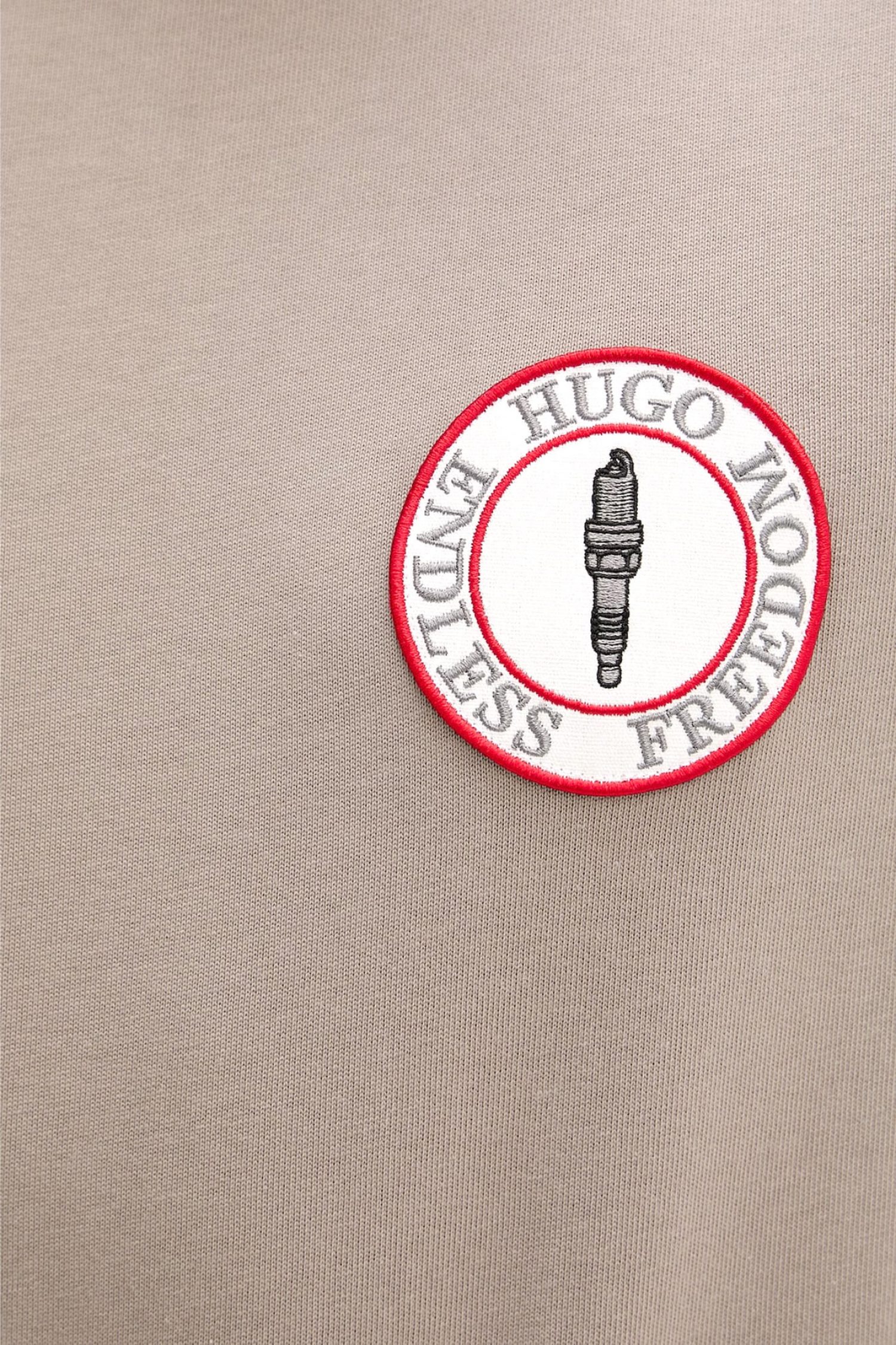 HUGO T-SHIRT DOBUL LOGO SNAKE ΓΚΡΙ-ΚΑΦΕ