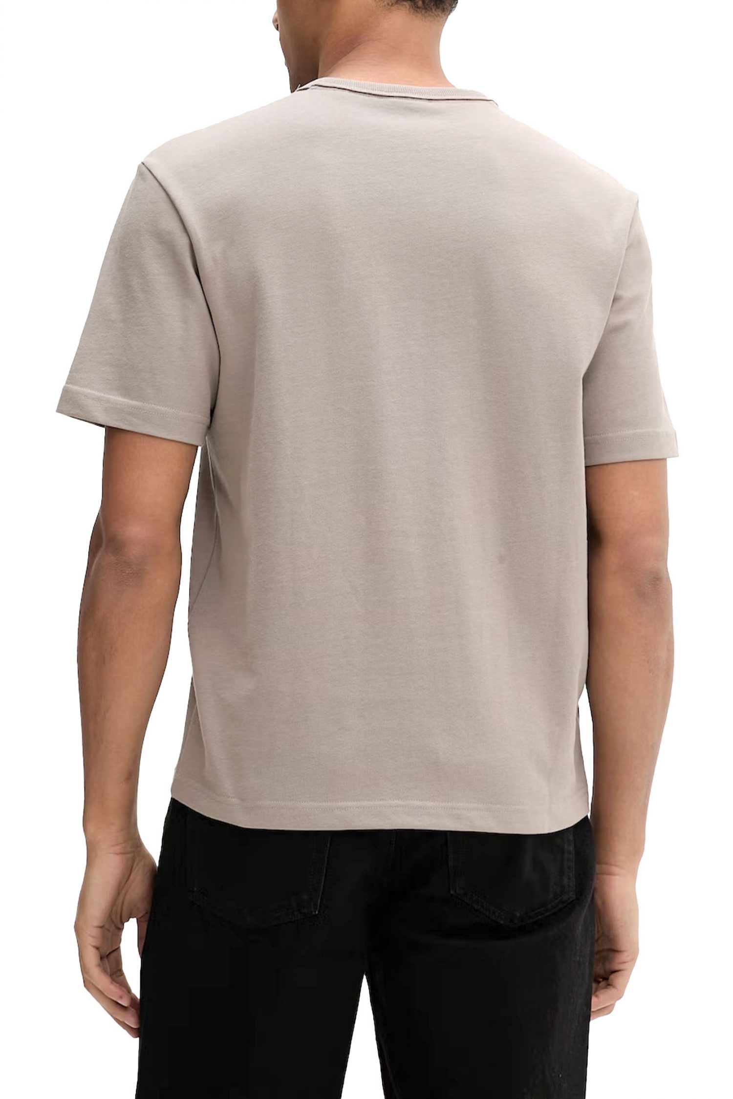 HUGO T-SHIRT DOBUL LOGO SNAKE ΓΚΡΙ-ΚΑΦΕ