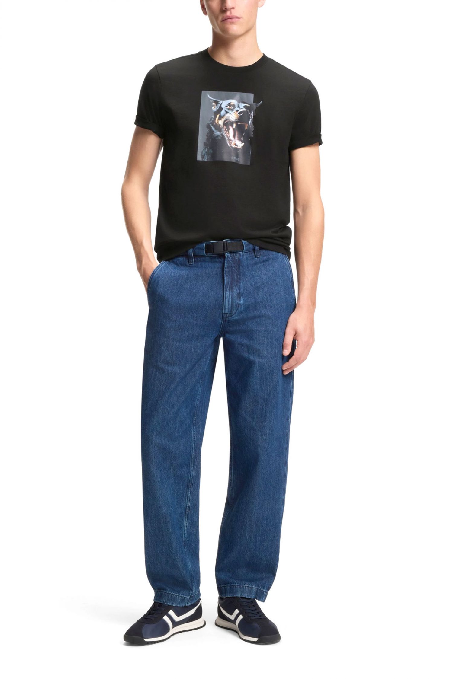 BOSS CASUAL T-SHIRT TE_DOBERBAN ΜΑΥΡΟ