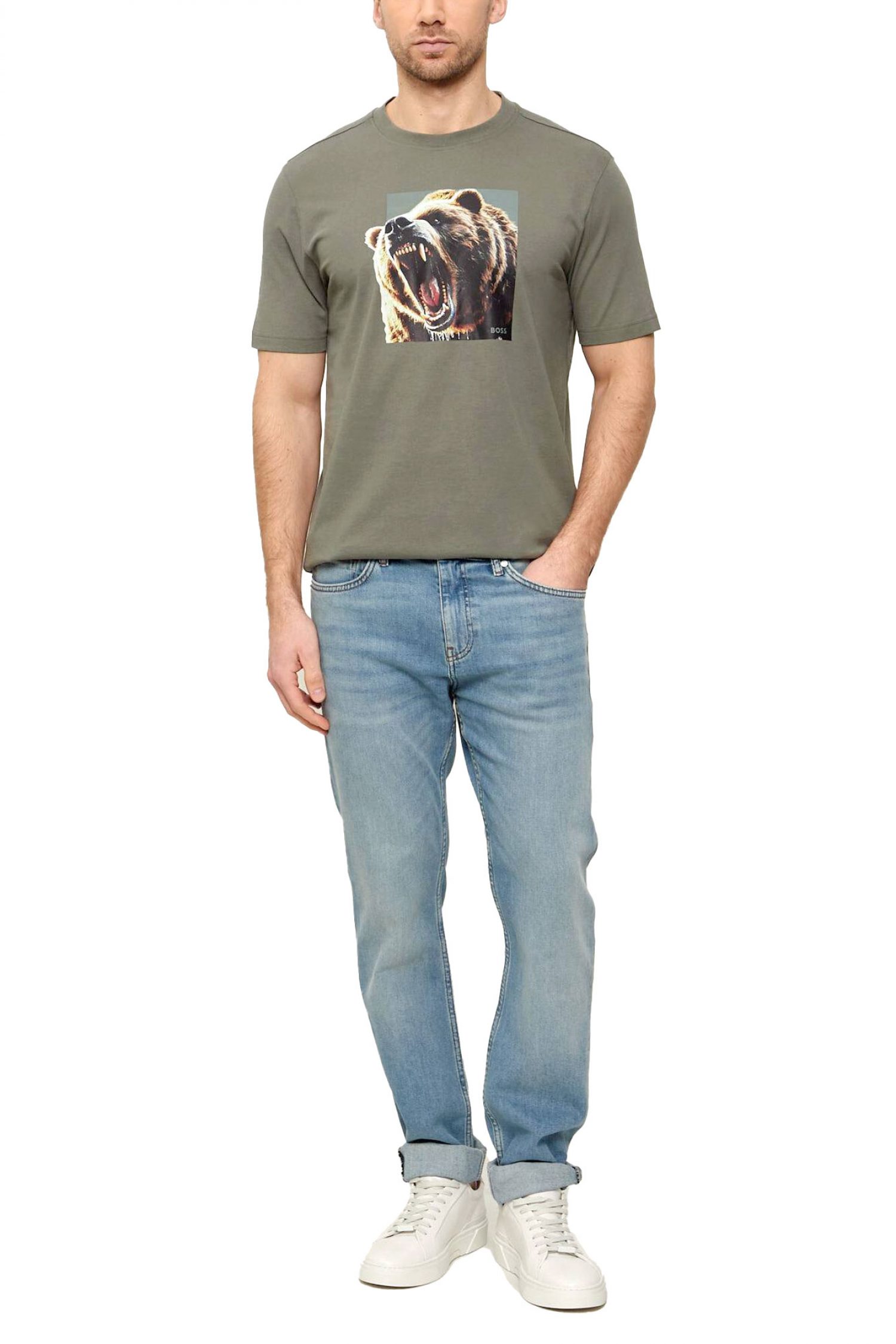 BOSS CASUAL T-SHIRT TE_DOBERBAN ΓΚΡΙ