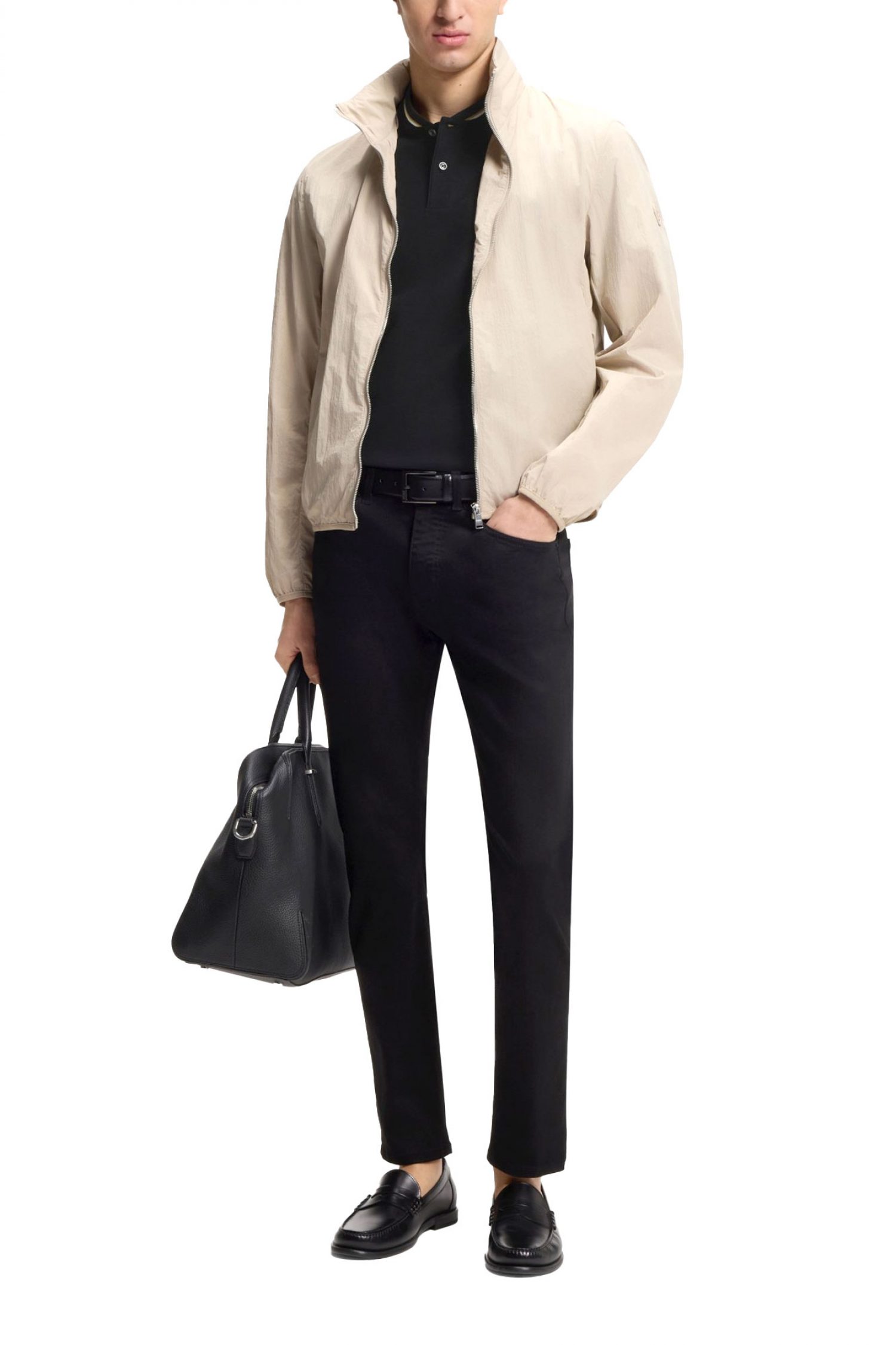 BOSS T-SHIRT HALF BUTTON C-PRATT 40 ΜΑΥΡΟ