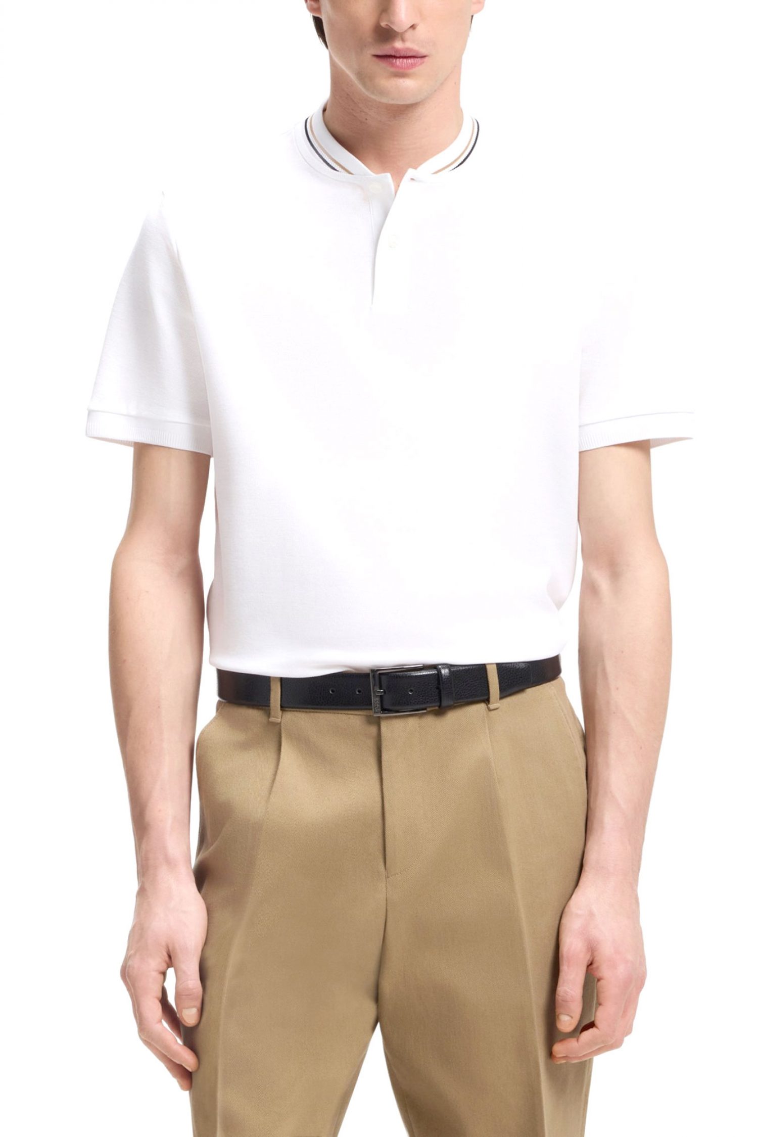 BOSS T-SHIRT HALF BUTTON C-PRATT 40 ΛΕΥΚΟ