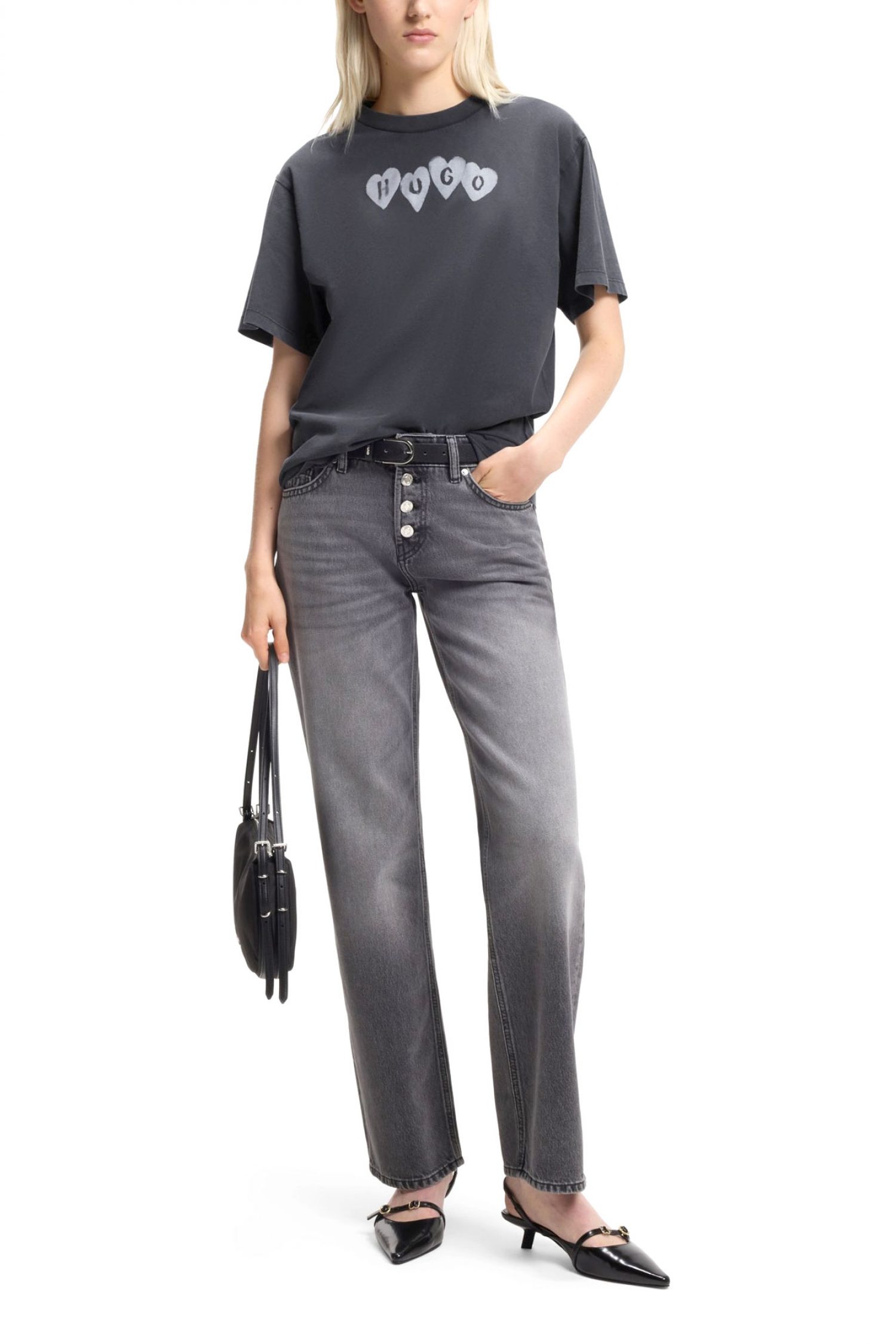 HUGO T-SHIRT VINTAGE TEE_22 LOGO ΜΑΥΡΟ