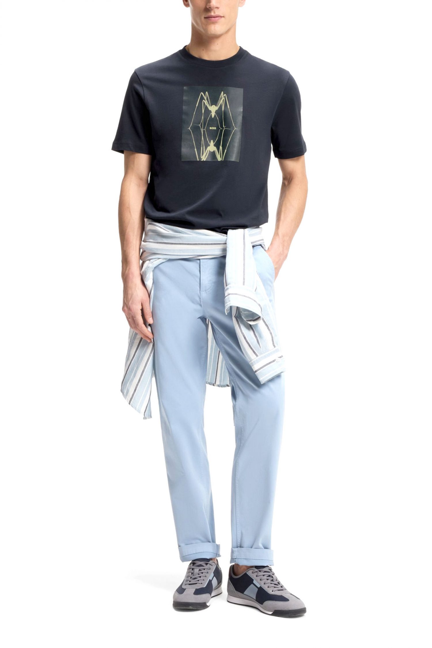 BOSS CASUAL T-SHIRT TE-CREATURE ΜΠΛΕ